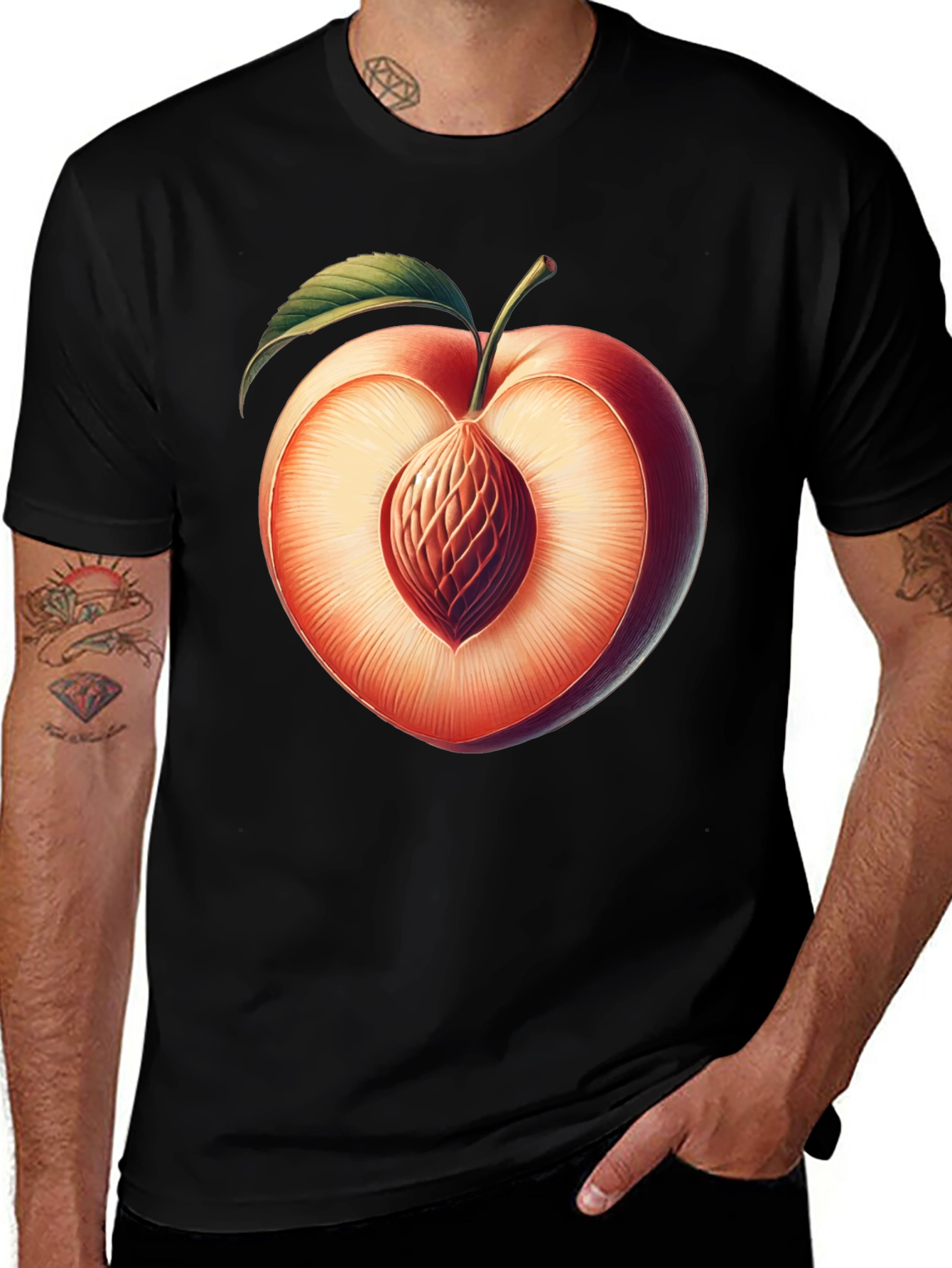 Variant 23 of Peach Slice Graphic Tee - Unique Fruit Design