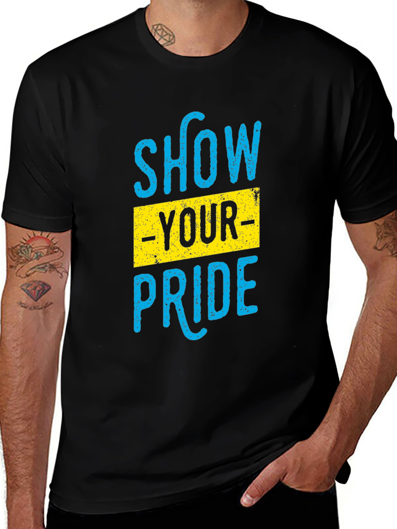 Variant 26 of Show Your Pride Graphic T-Shirt - Black Cotton Blend
