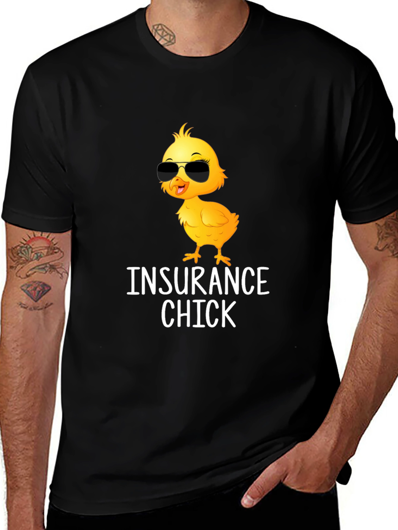 Variant 7 of Insurance Chick Black T-Shirt