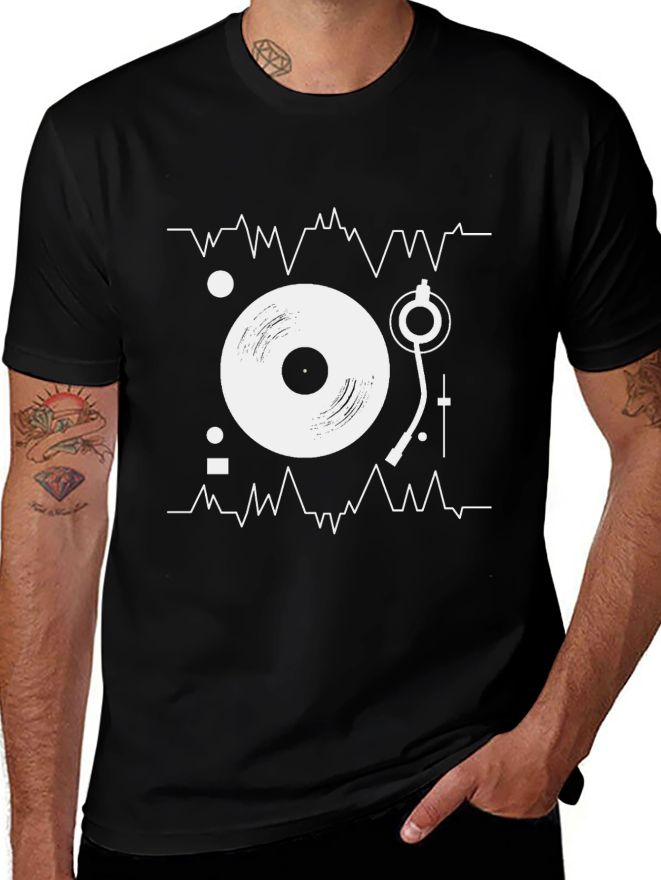 DJ Turntable Graphic Tee - Black