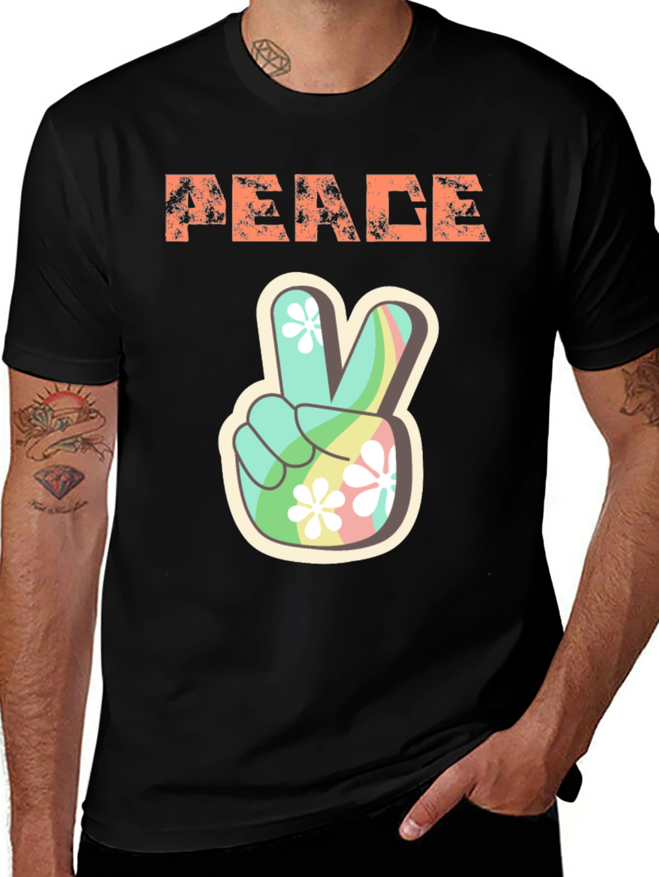 Variant 27 of Peace Sign Graphic Tee - Retro Hippie Style