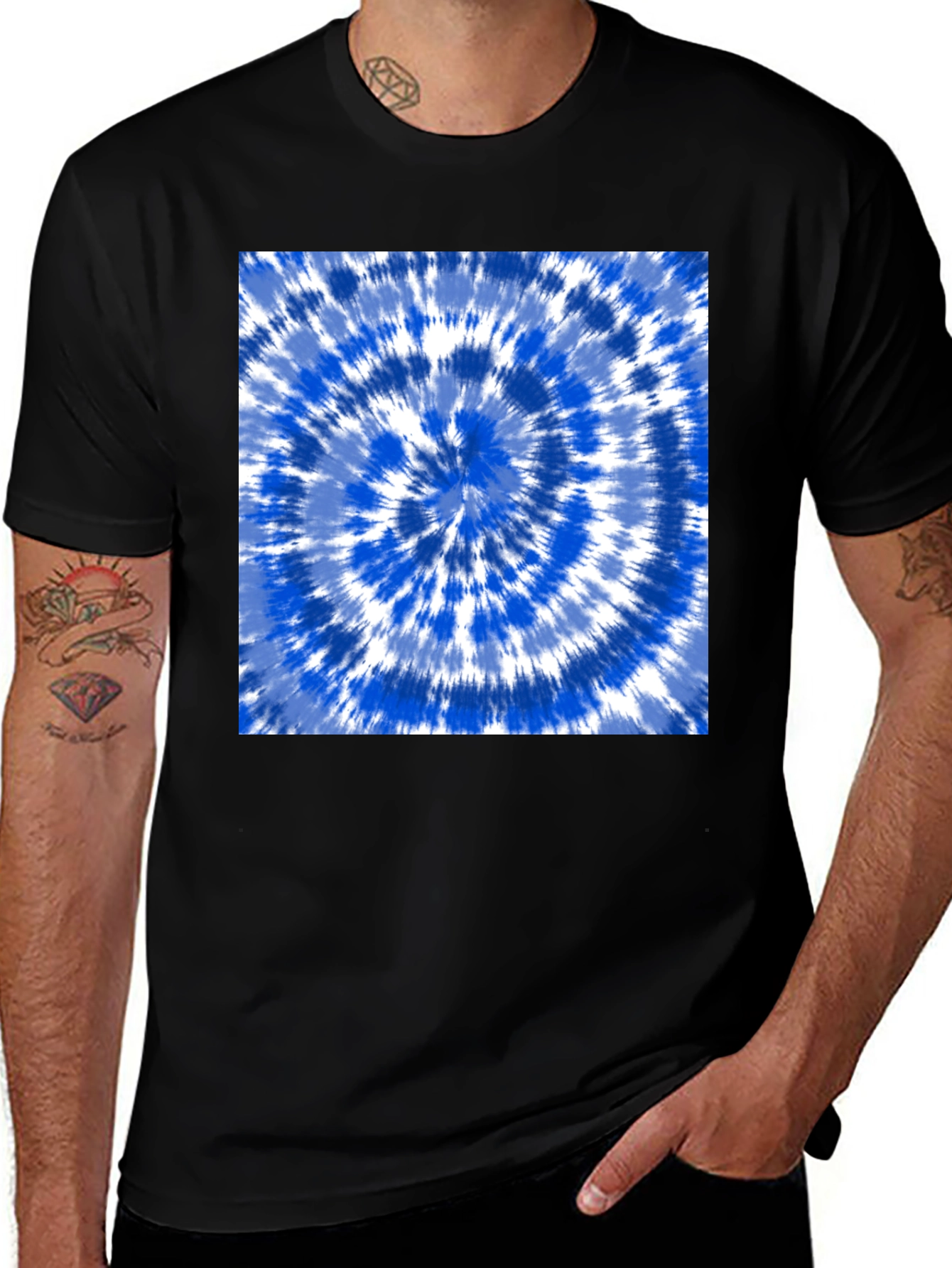 Blue Spiral Tie-Dye Graphic Tee