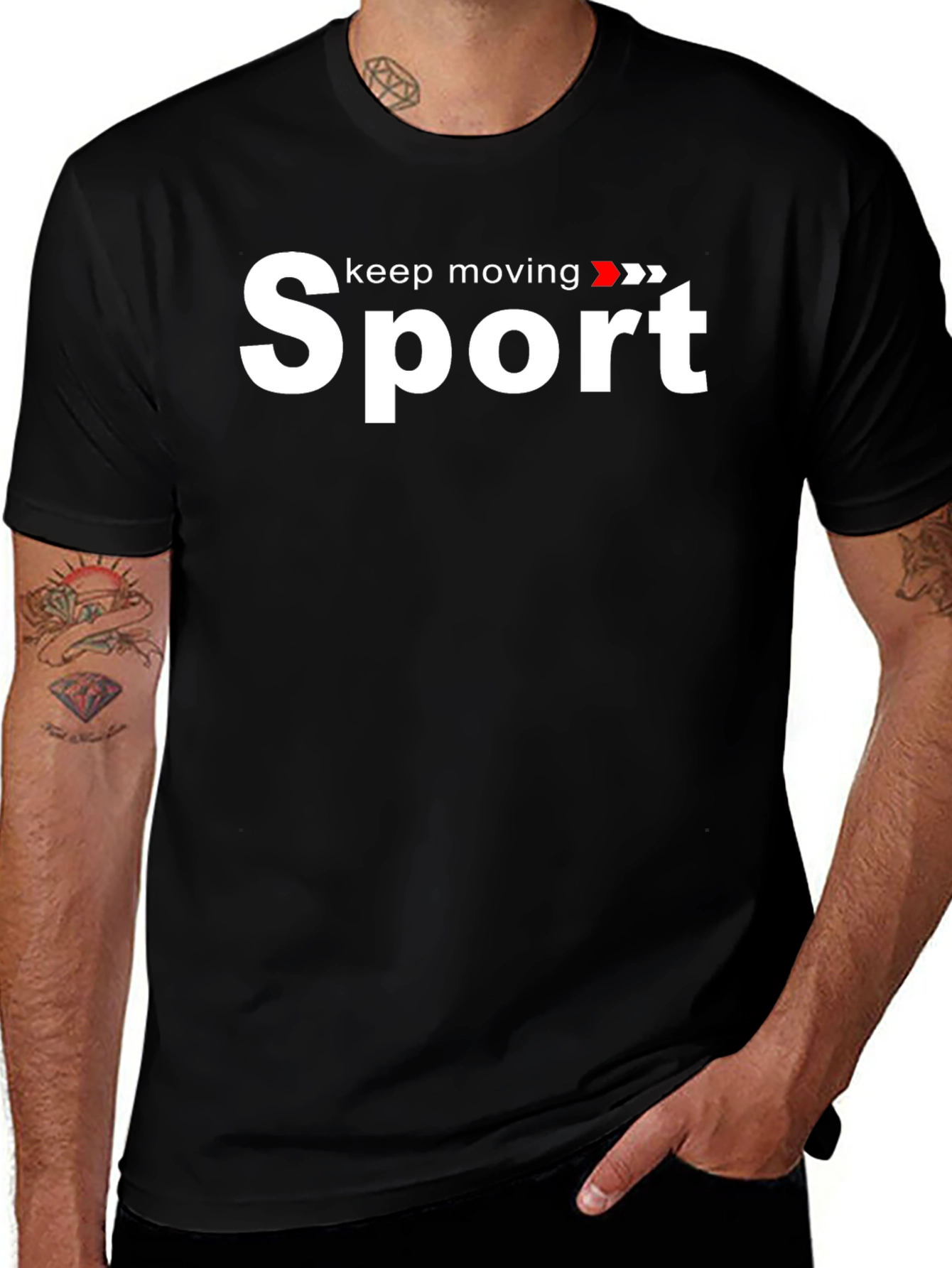 Variant 13 of Sport Keep Moving Graphic Black T-Shirt