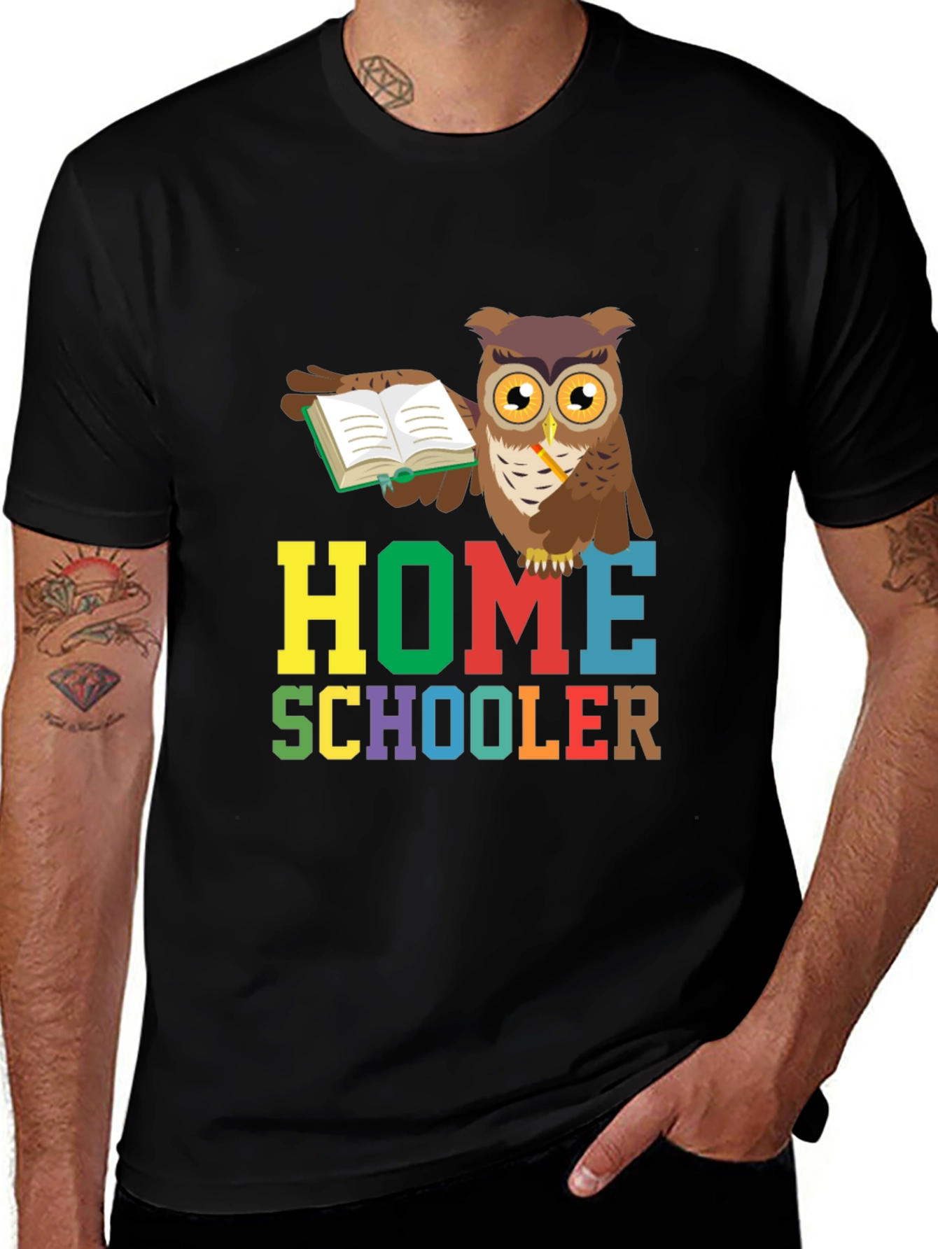Variant 8 of Homeschooler Owl Graphic Tee - Perfect for Teachers!