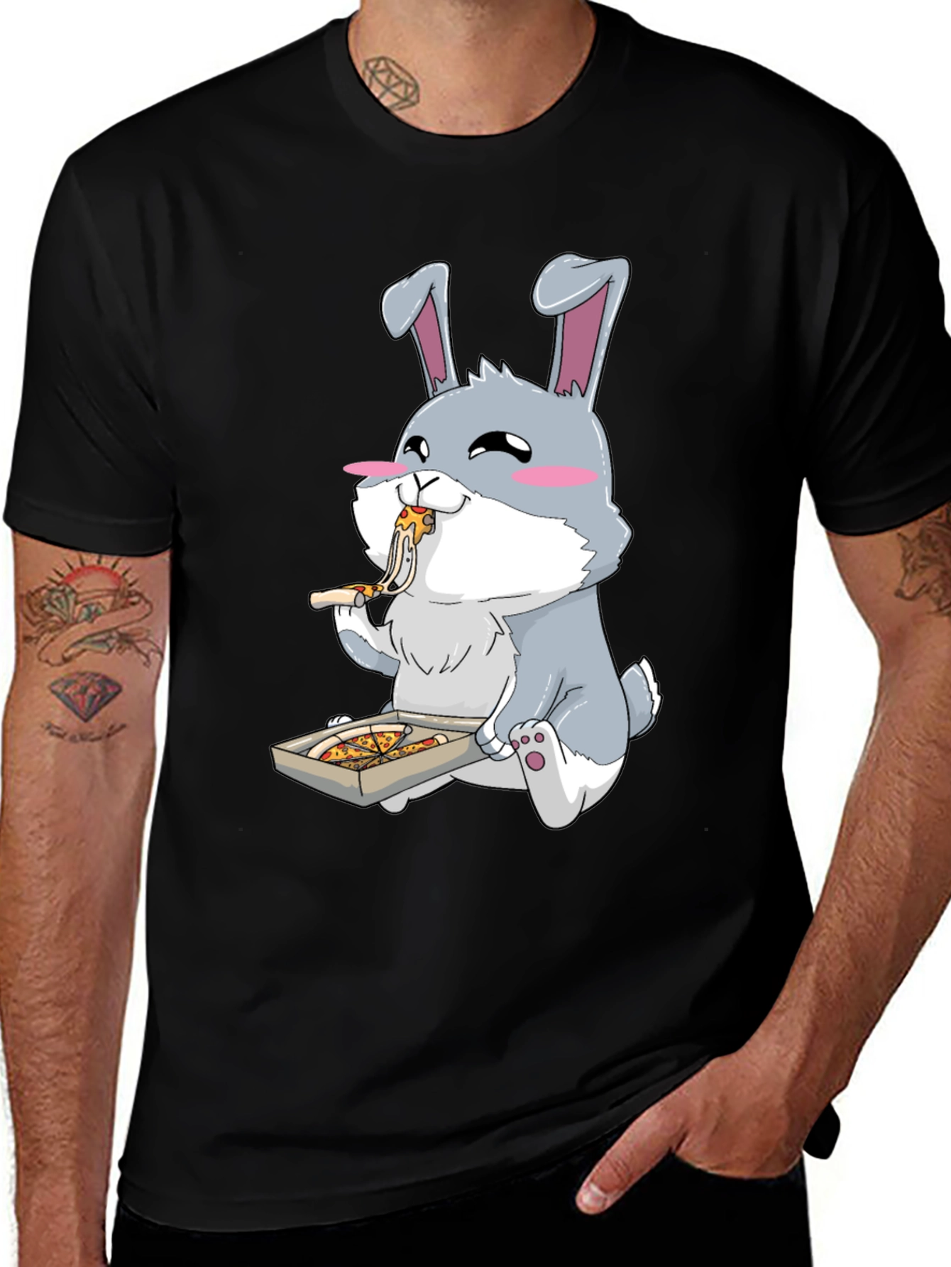 Variant 30 of Pizza Loving Bunny Graphic Tee - Cute Animal Shirt