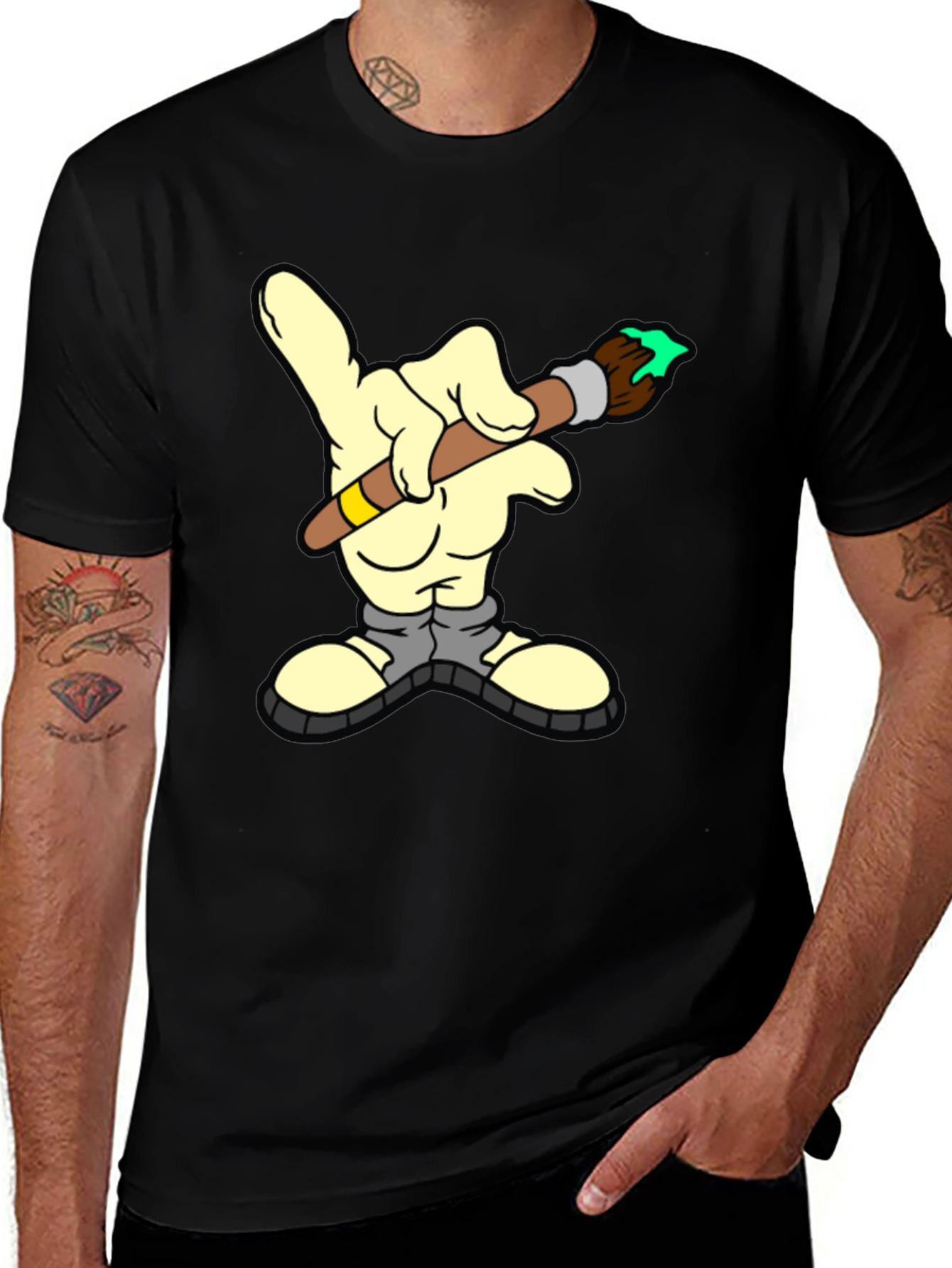 Variant 21 of Cartoon Hand Painter Black T-Shirt