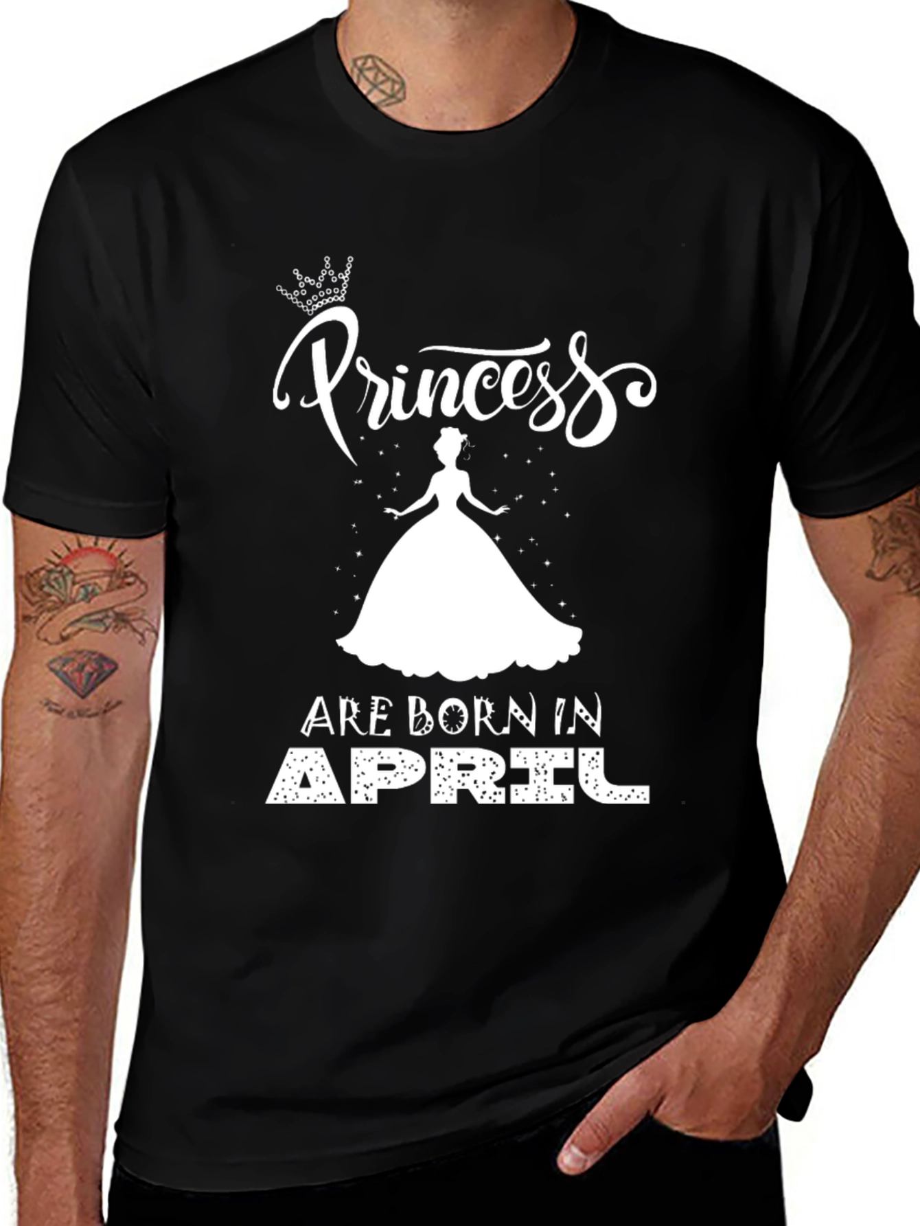 Princess Are Born In April Black T-Shirt