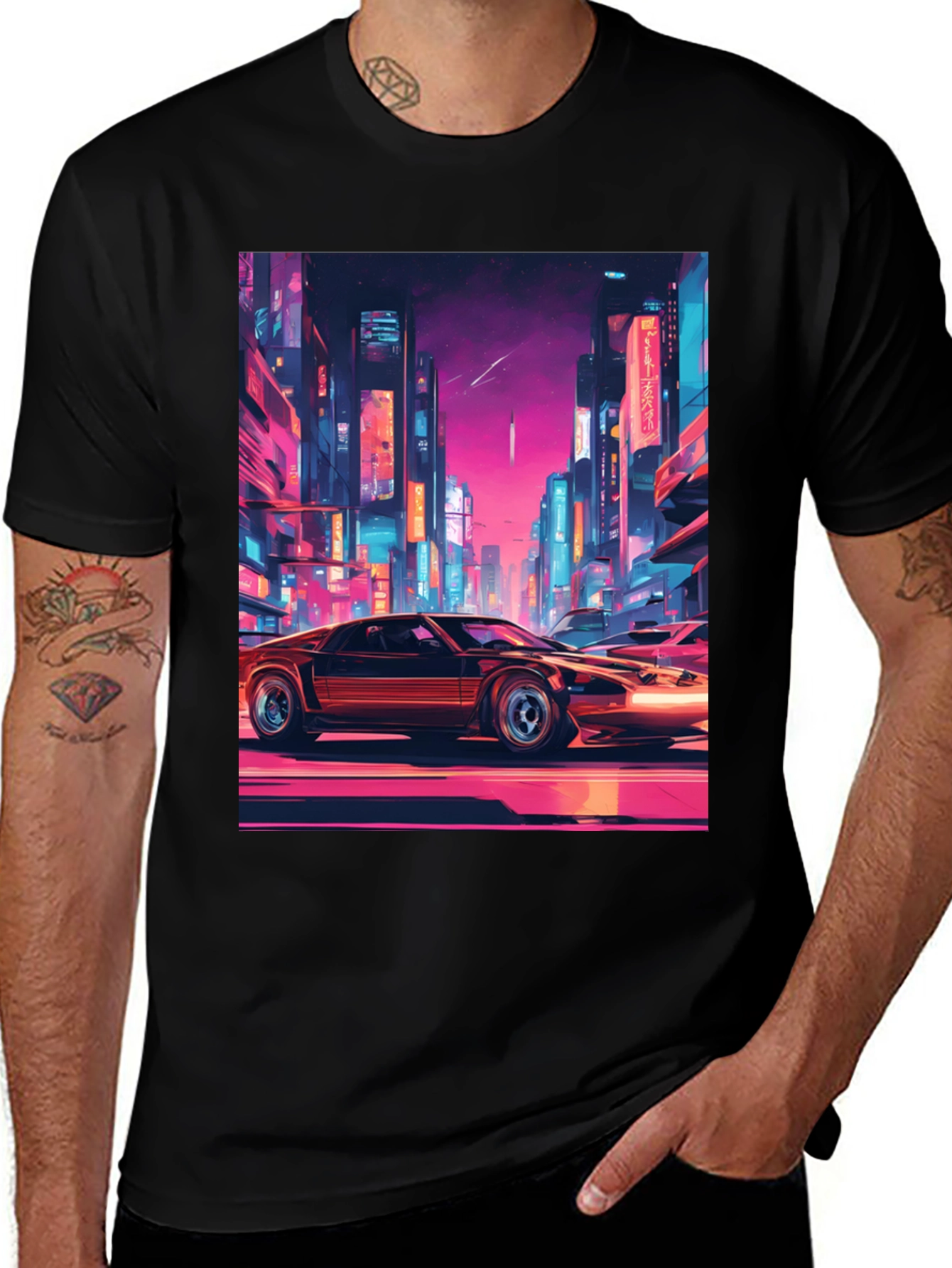 Variant 8 of Retro Cityscape Car Graphic Tee