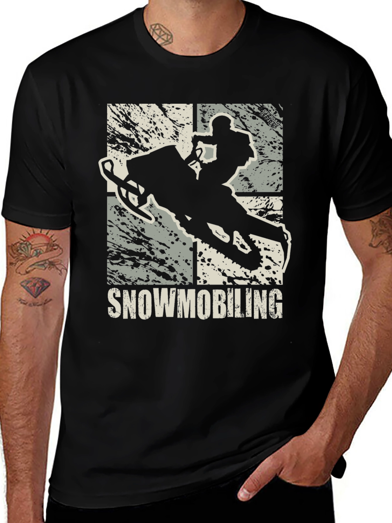 Variant 2 of Snowmobiling Graphic T-Shirt - Men's Black Tee