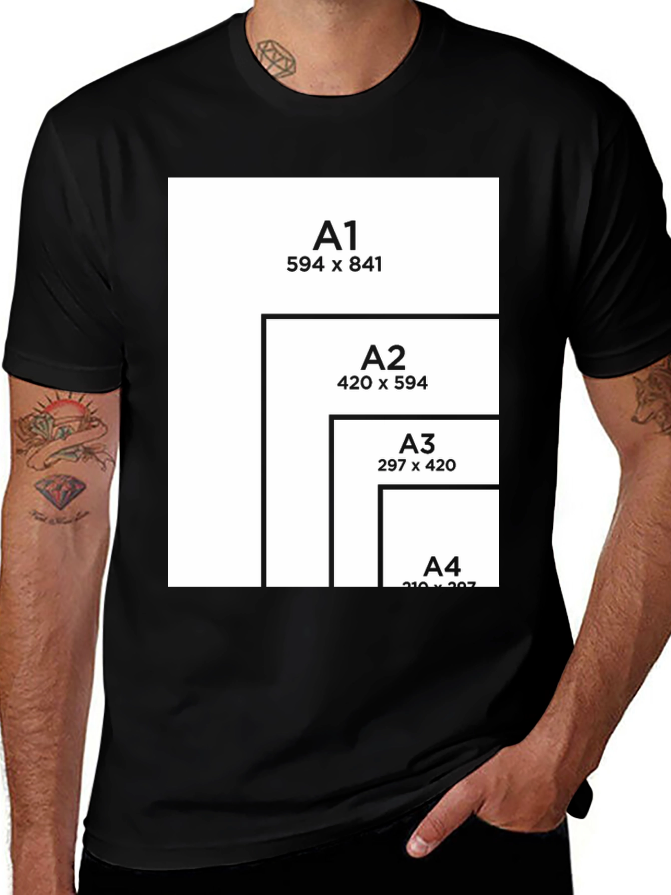 Variant 30 of Paper Size Chart Graphic T-Shirt