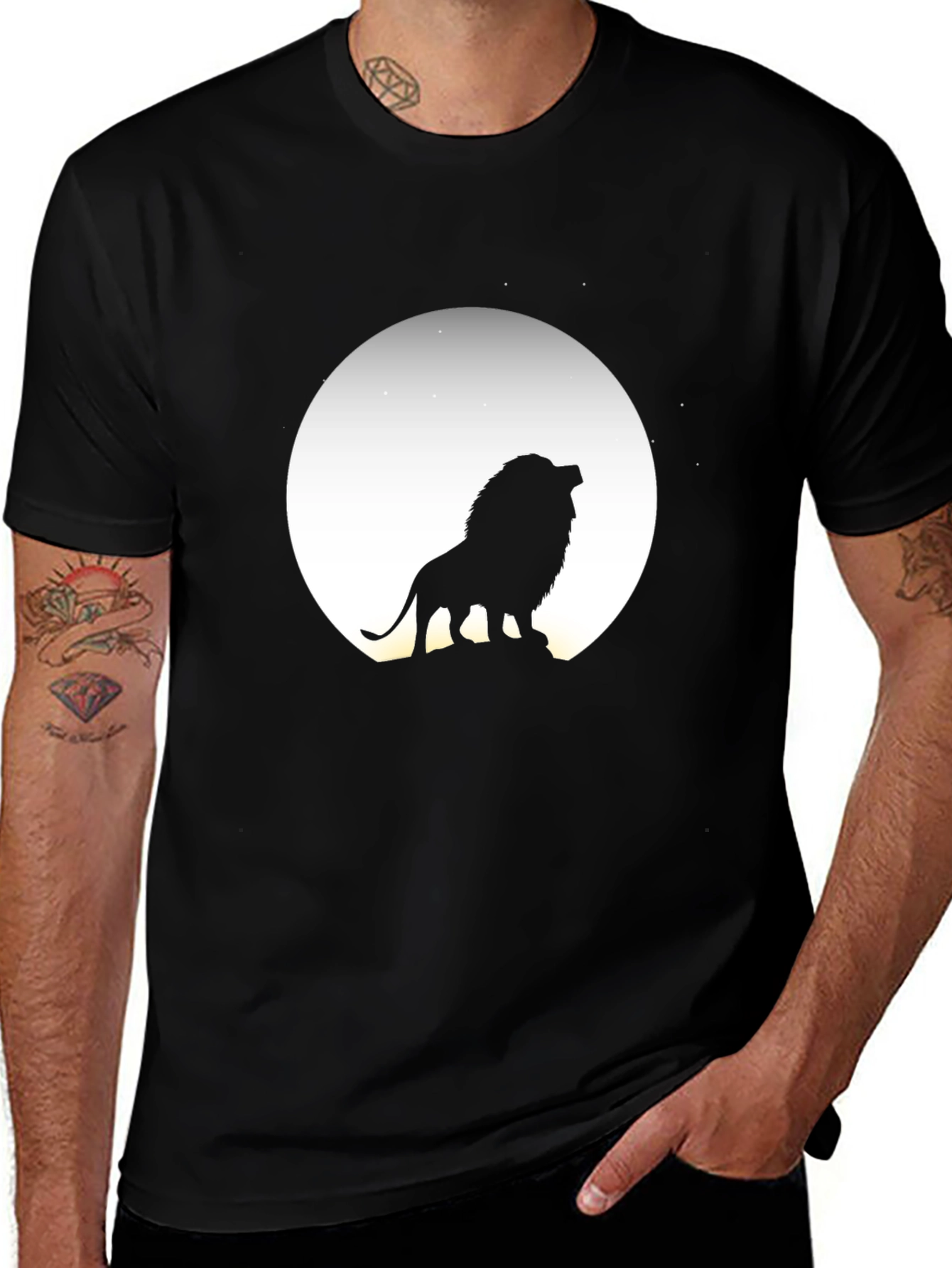 Variant 7 of Lion Silhouette Graphic T-Shirt - Black
