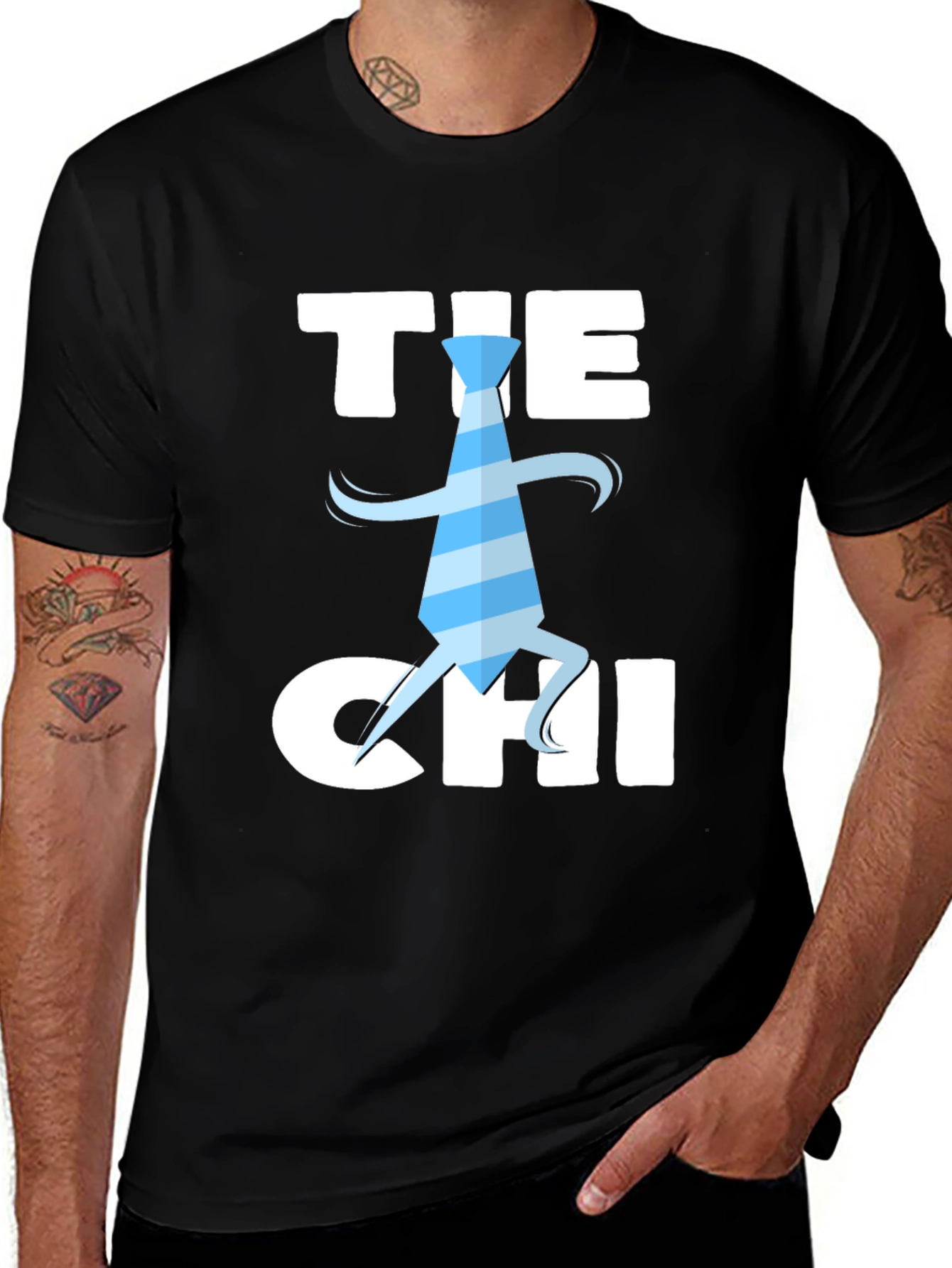 Variant 24 of The Chi Running Tie T-Shirt - Black Cotton Blend