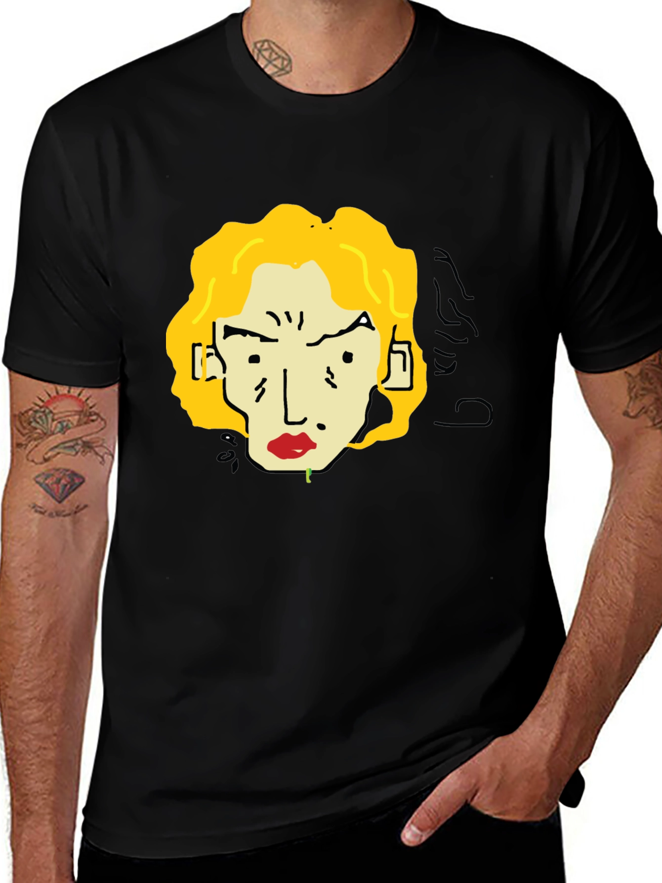 Black Funky Cartoon T-Shirt: Unique Graphic Tee main image