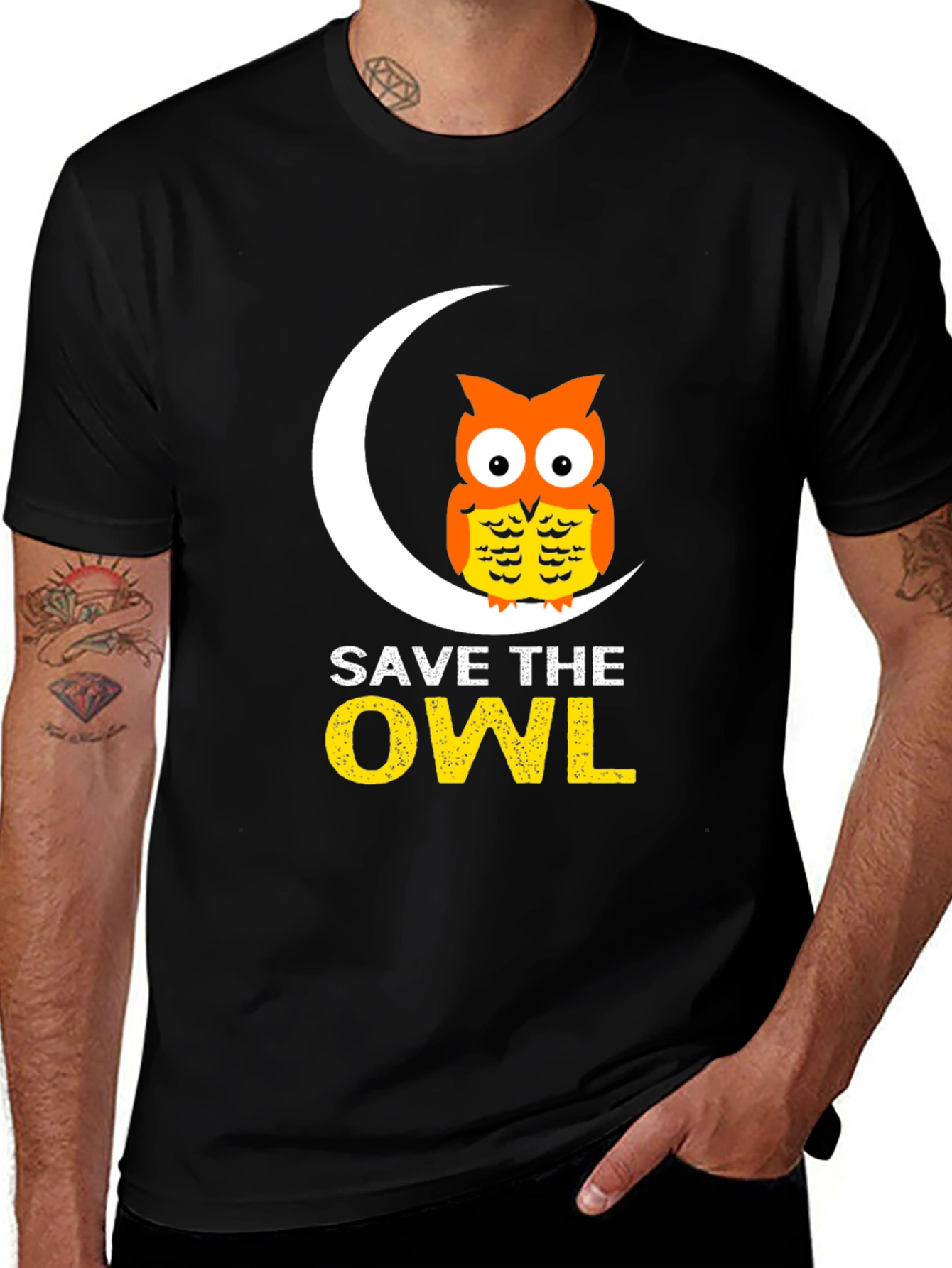 Variant 9 of Save the Owl Graphic Tee - Black