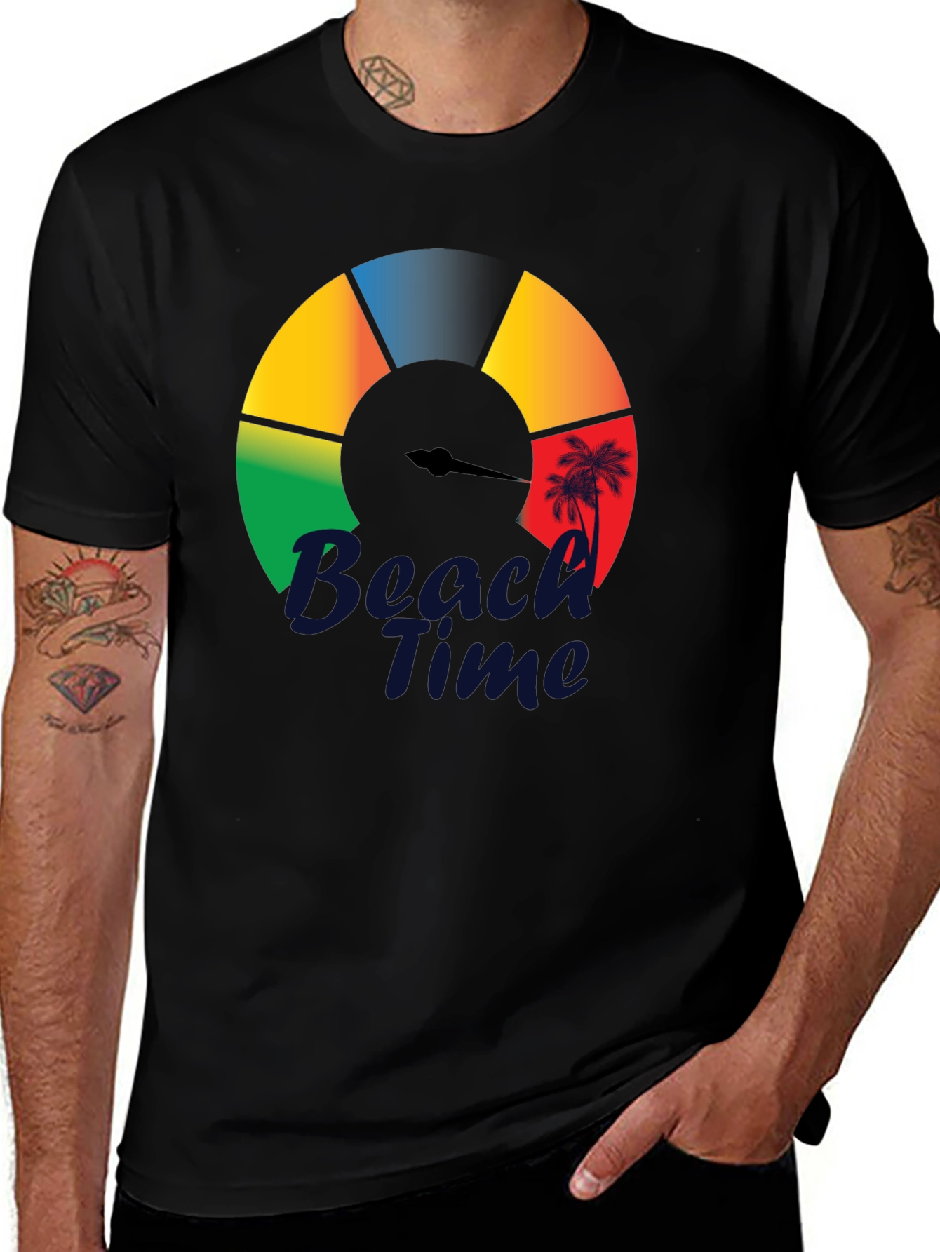 Variant 21 of Beach Time Graphic Tee - Black Cotton T-Shirt