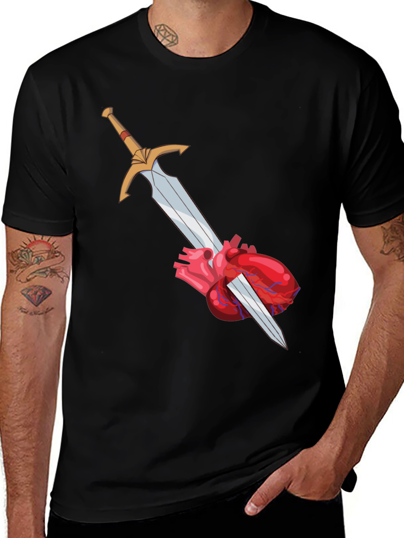 Variant 12 of Heart & Sword Graphic Tee - Black T-Shirt