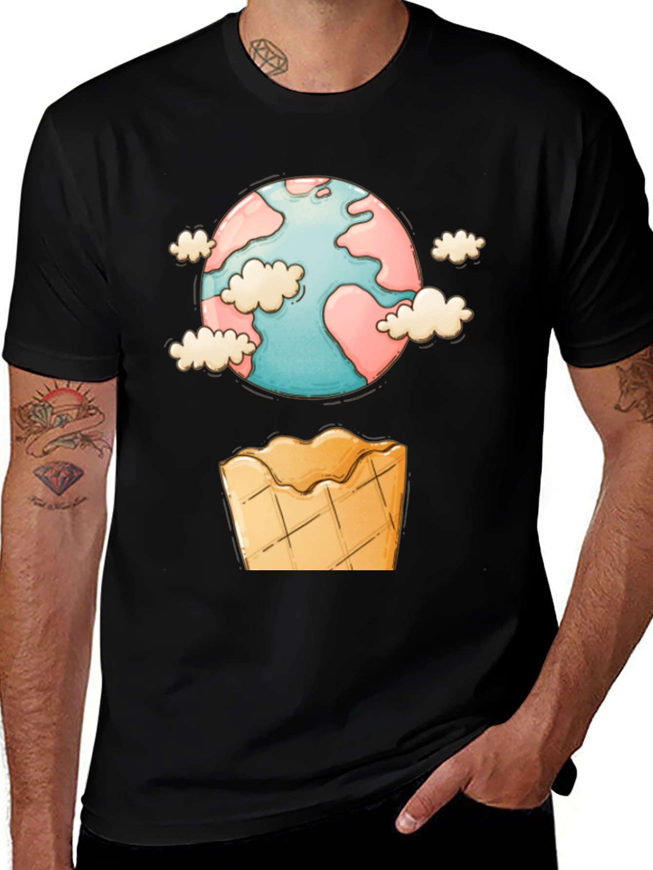 Variant 4 of Earth Ice Cream Cone Graphic Tee