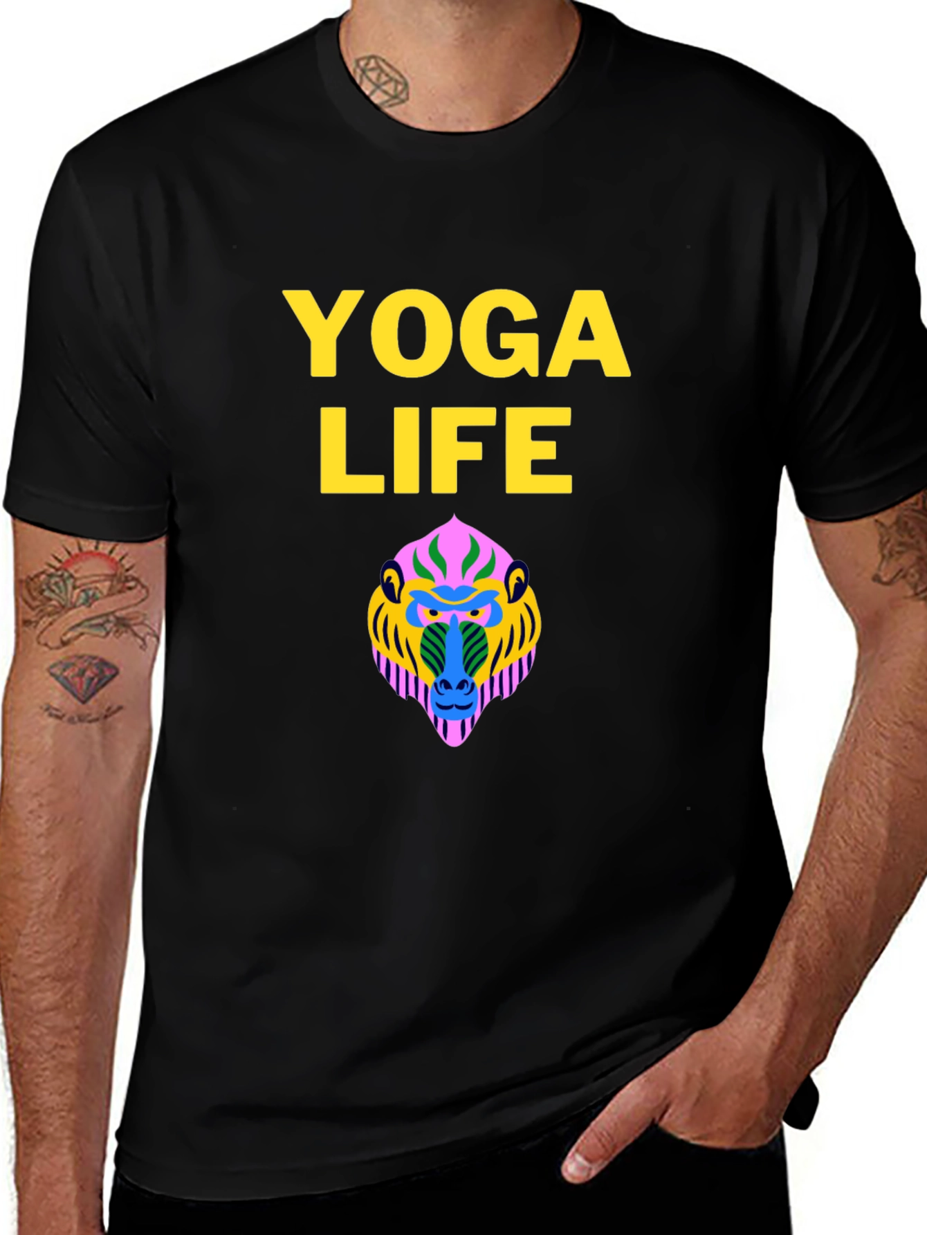 Variant 23 of Yoga Life Graphic Tee - Black Crew Neck T-Shirt