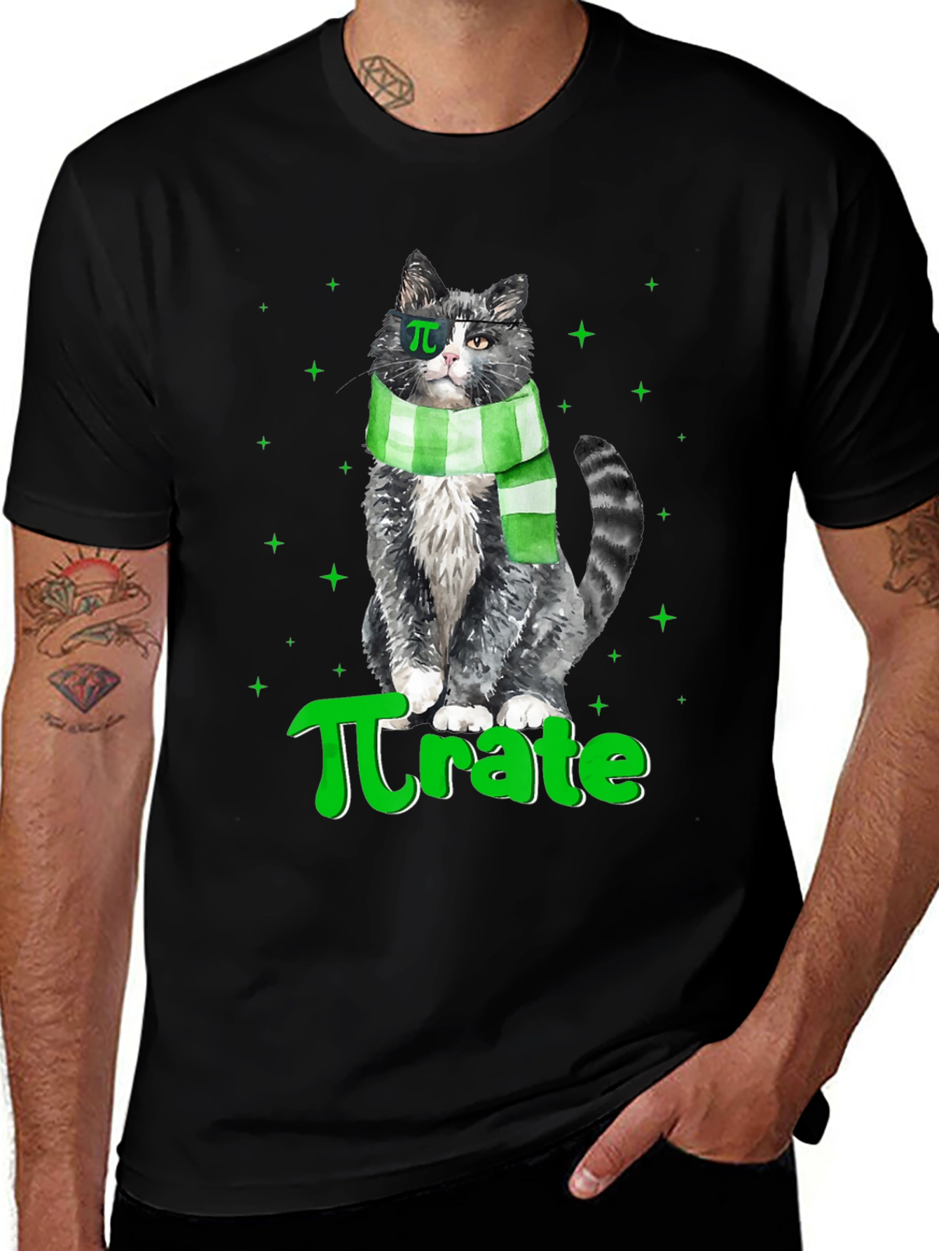 Pi-rate Cat T-Shirt Funny Math Pun Tee