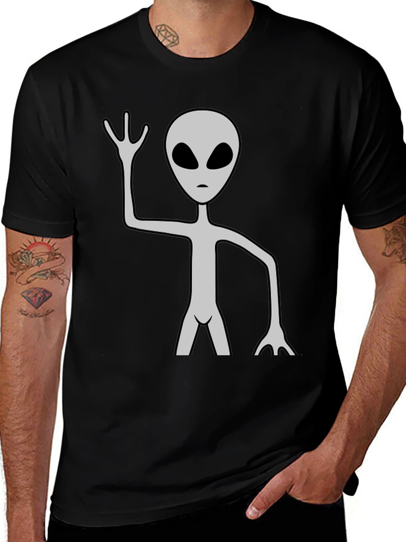 Variant 21 of Alien Graphic Tee - Men's Black T-Shirt