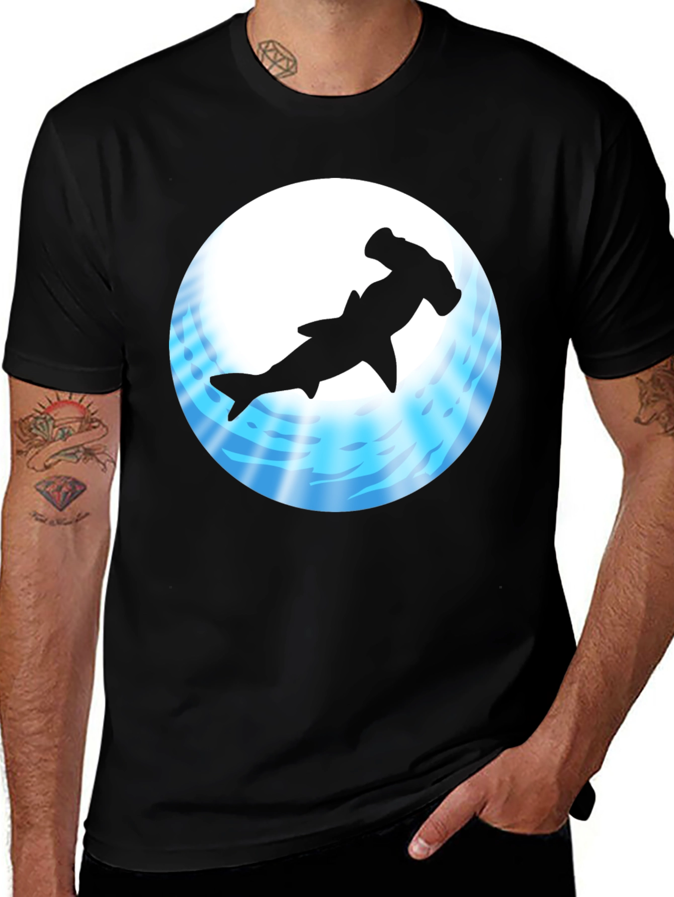 Variant 22 of Hammerhead Shark Black T-Shirt - Unique Ocean Design