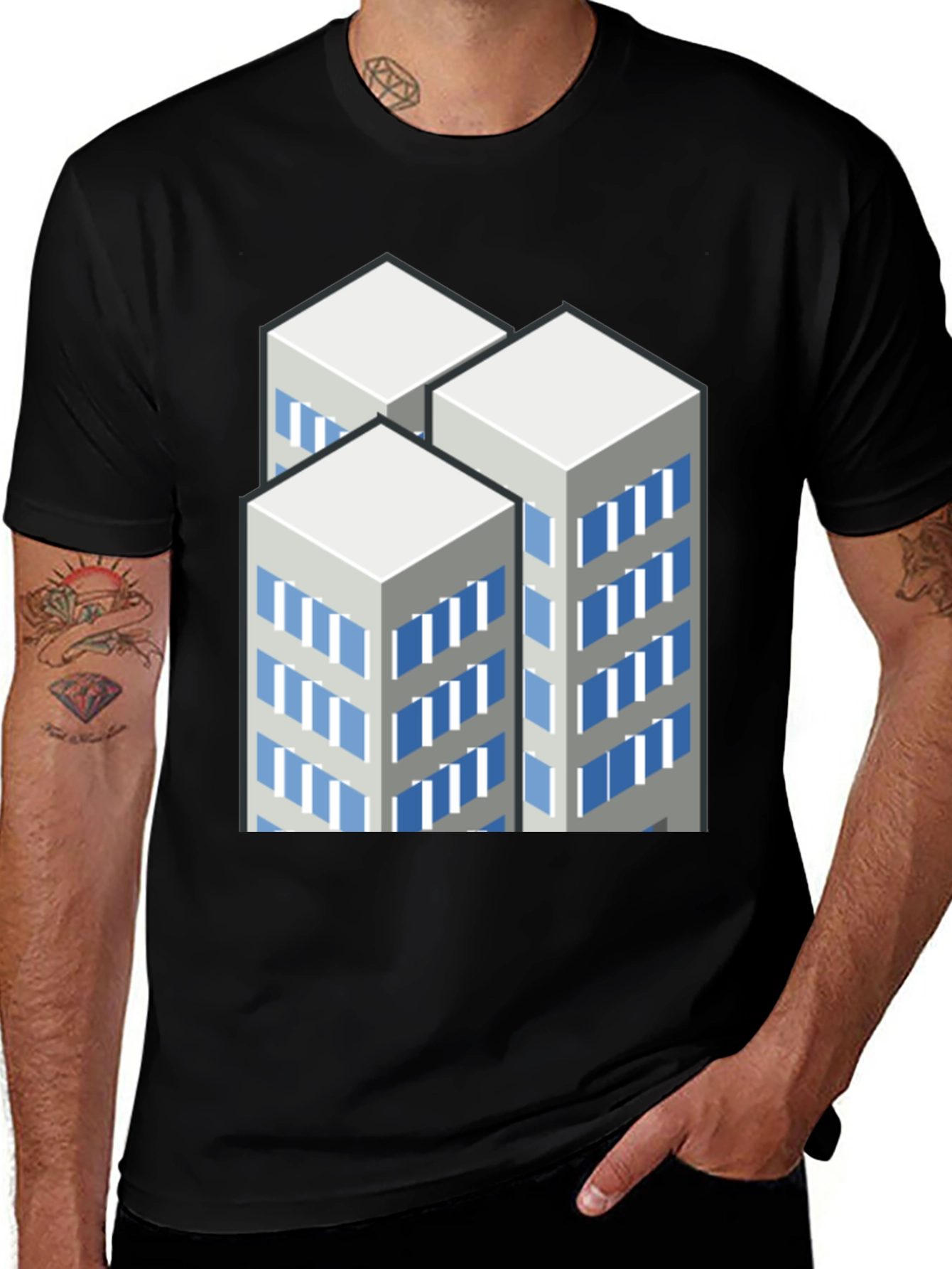 Variant 6 of Modern Cityscape Graphic T-Shirt - Black