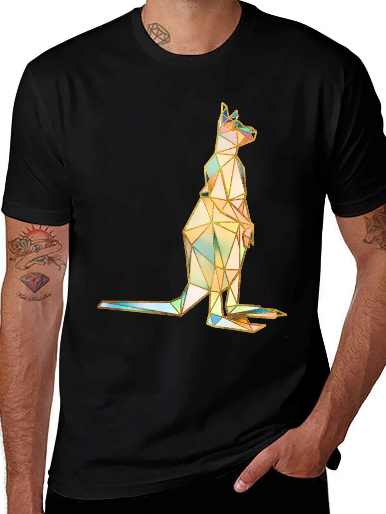 Variant 10 of Geometric Kangaroo Graphic Print T-Shirt