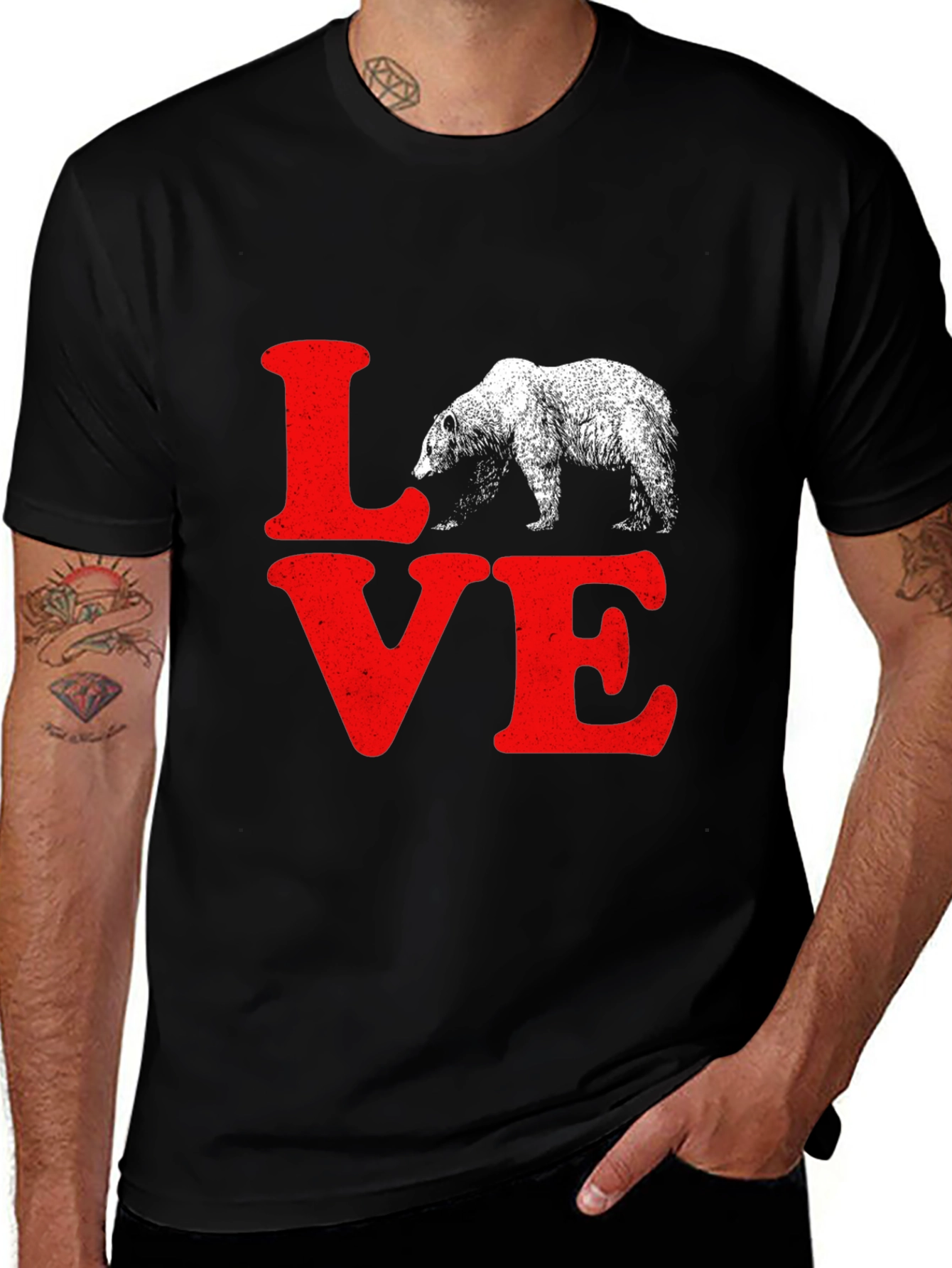 Variant 21 of Love Bear Graphic Tee - Black Cotton T-Shirt