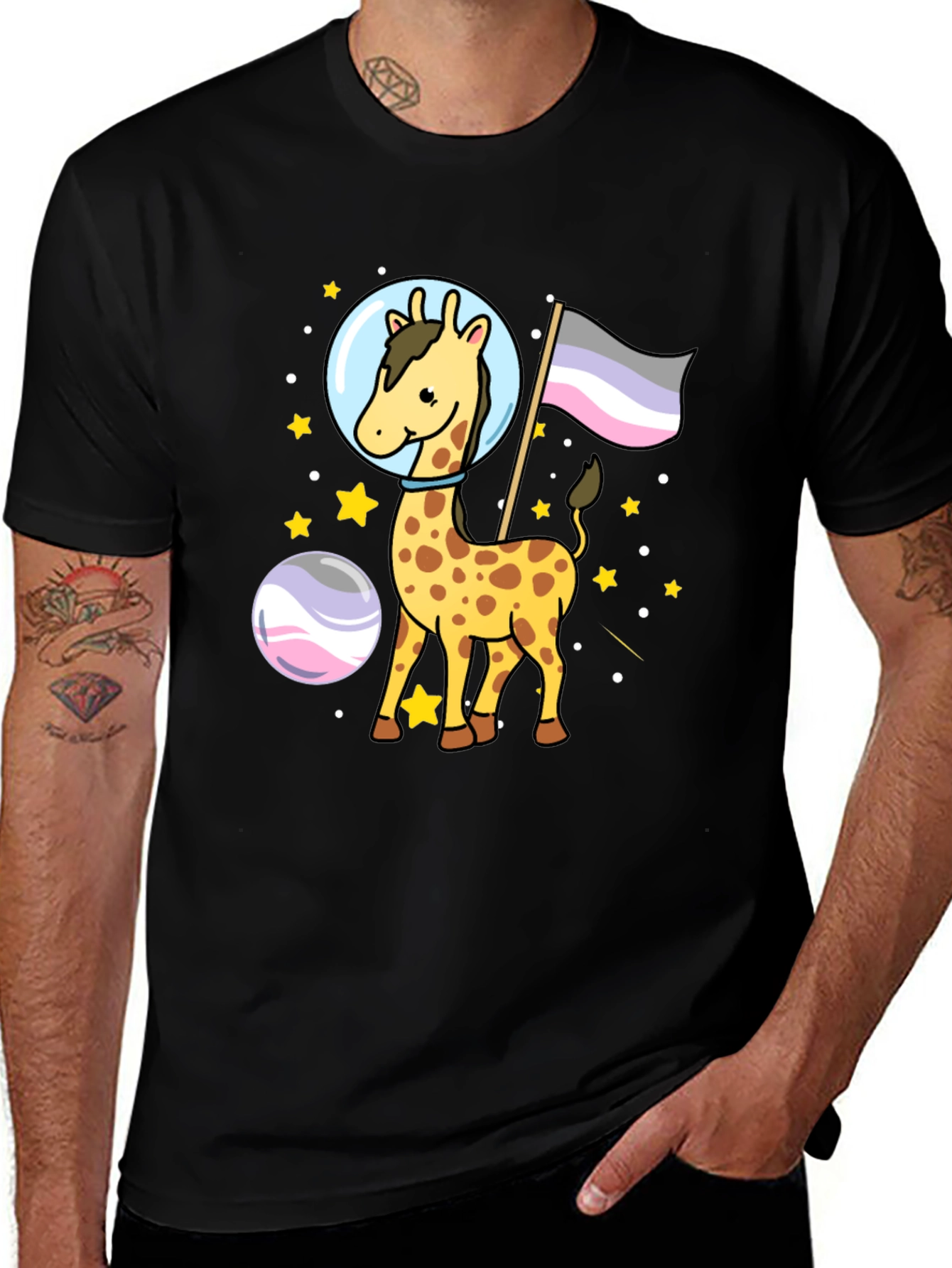 Variant 3 of Astronaut Giraffe Graphic Tee