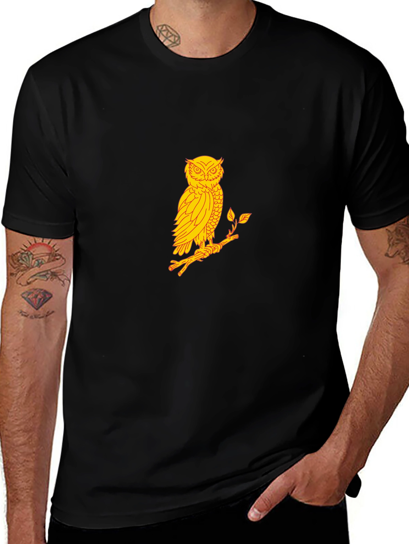 Variant 27 of Owl Graphic Print Black T-Shirt