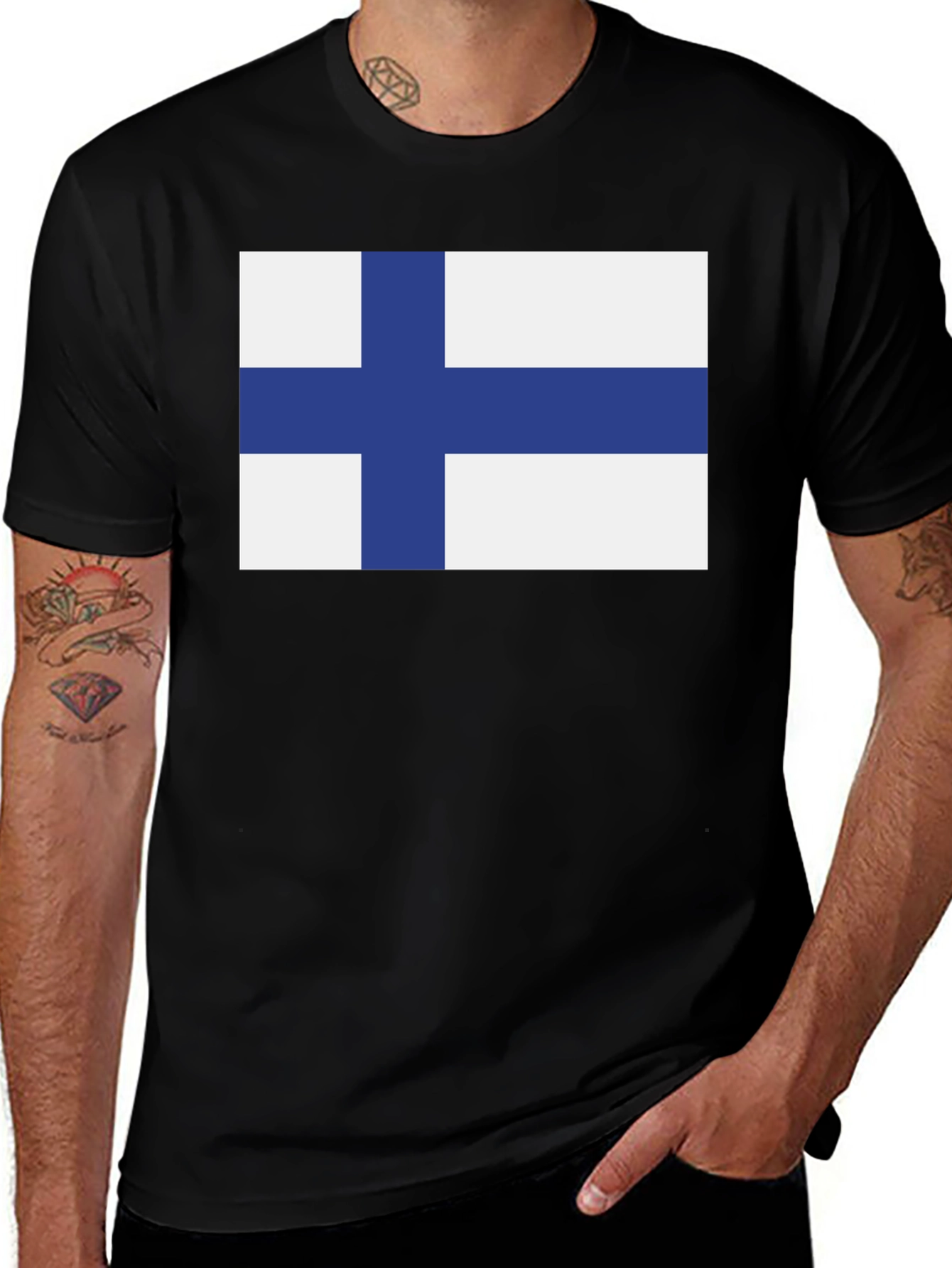 Finland Flag Graphic Tee - Black T-Shirt
