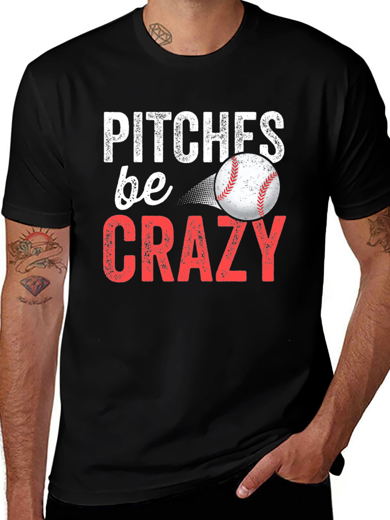 Variant 22 of Pitches Be Crazy Baseball Graphic Tee
