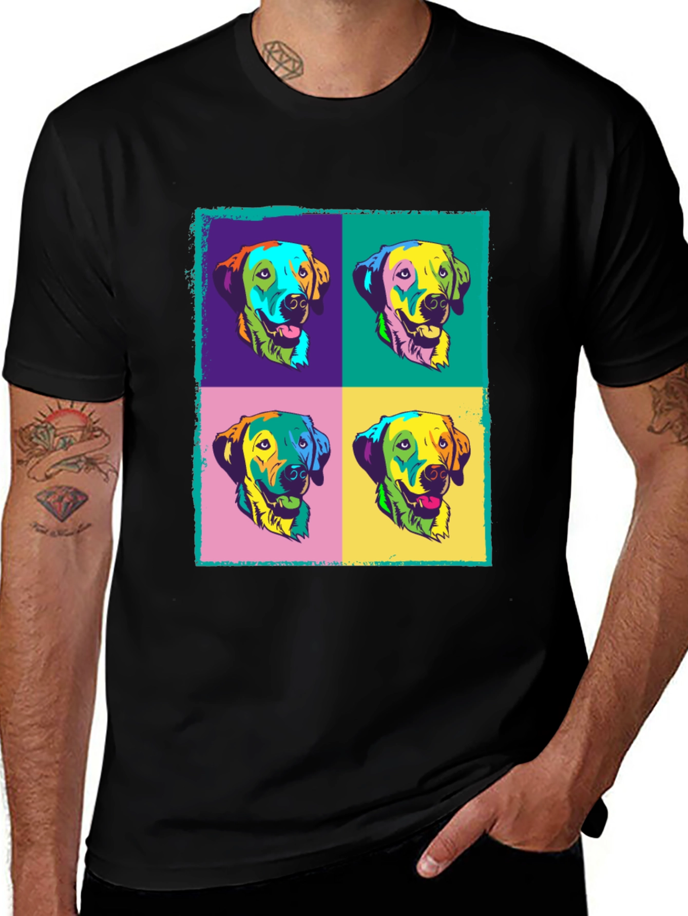Variant 24 of Pop Art Dog Graphic Black T-Shirt