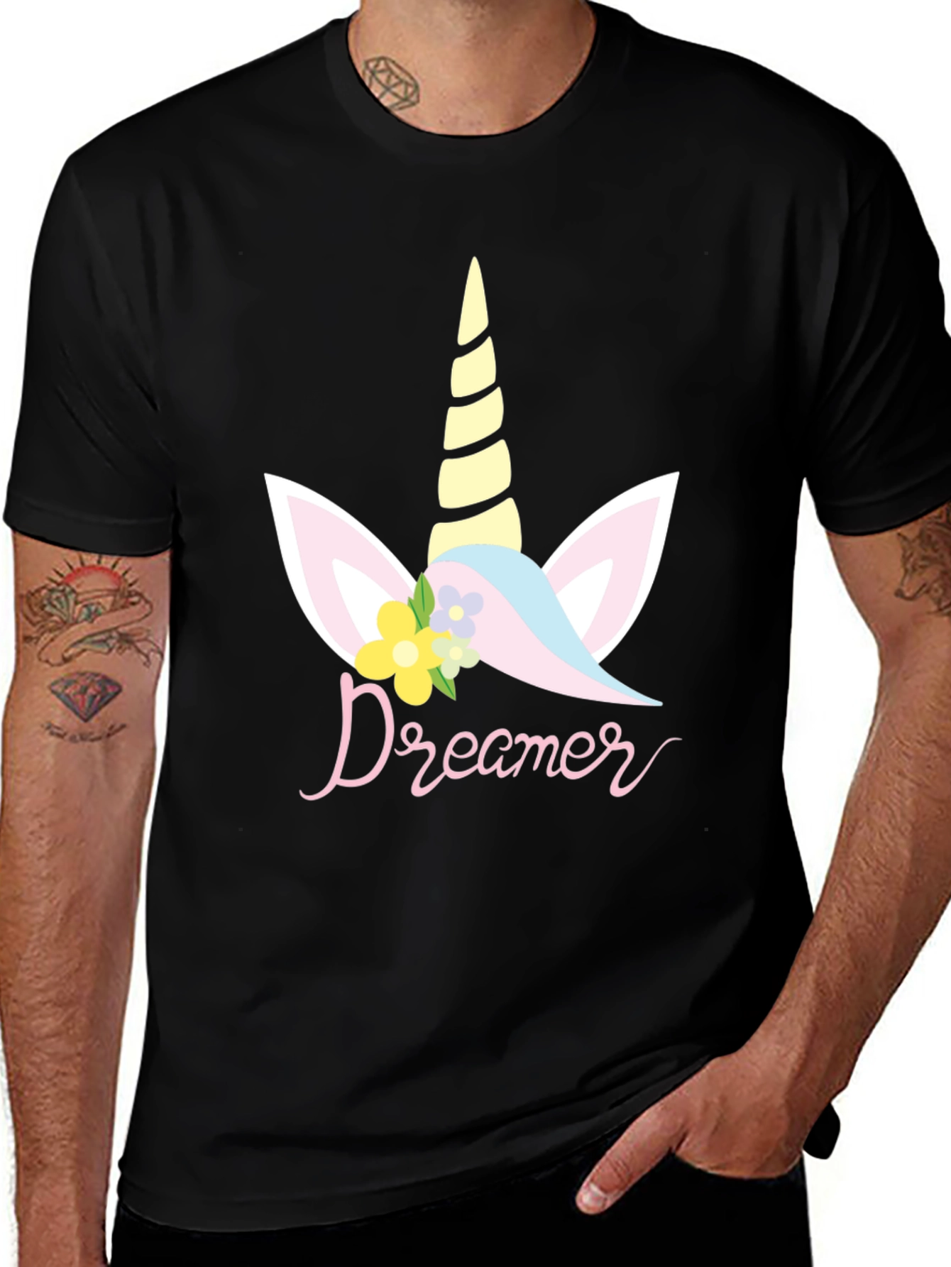 Dreamer Unicorn Graphic T-Shirt - Black