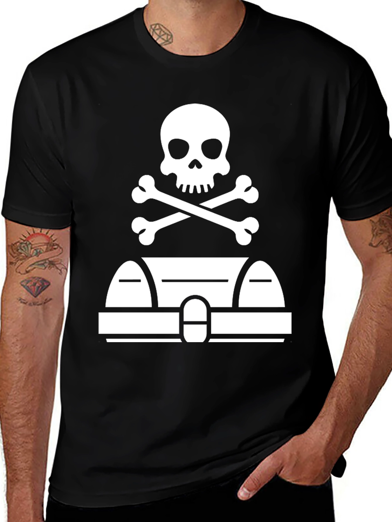Variant 6 of Pirate Tomb T-Shirt - Skull & Crossbones Graphic Tee