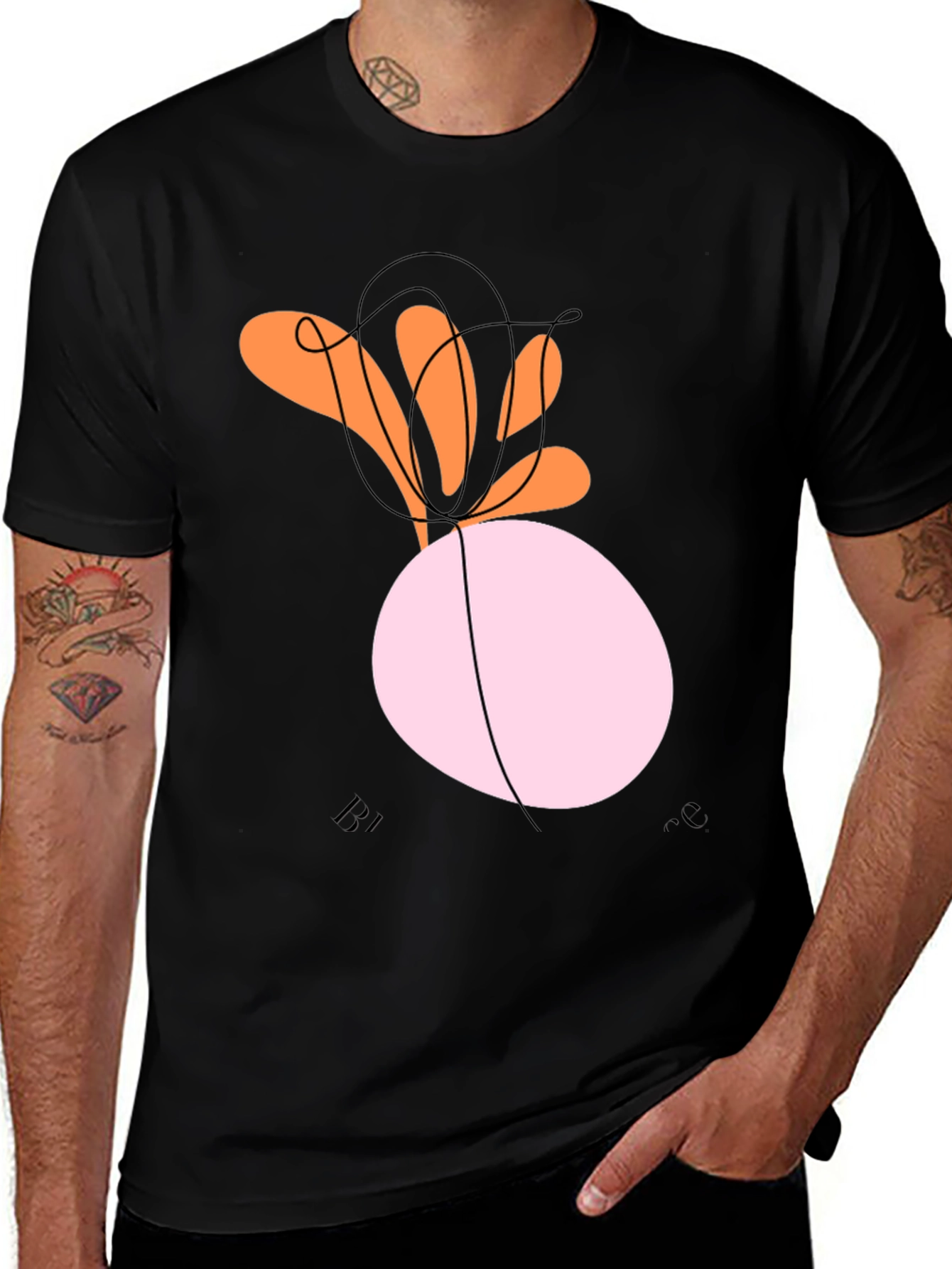 Variant 8 of Abstract Floral Graphic Black T-Shirt