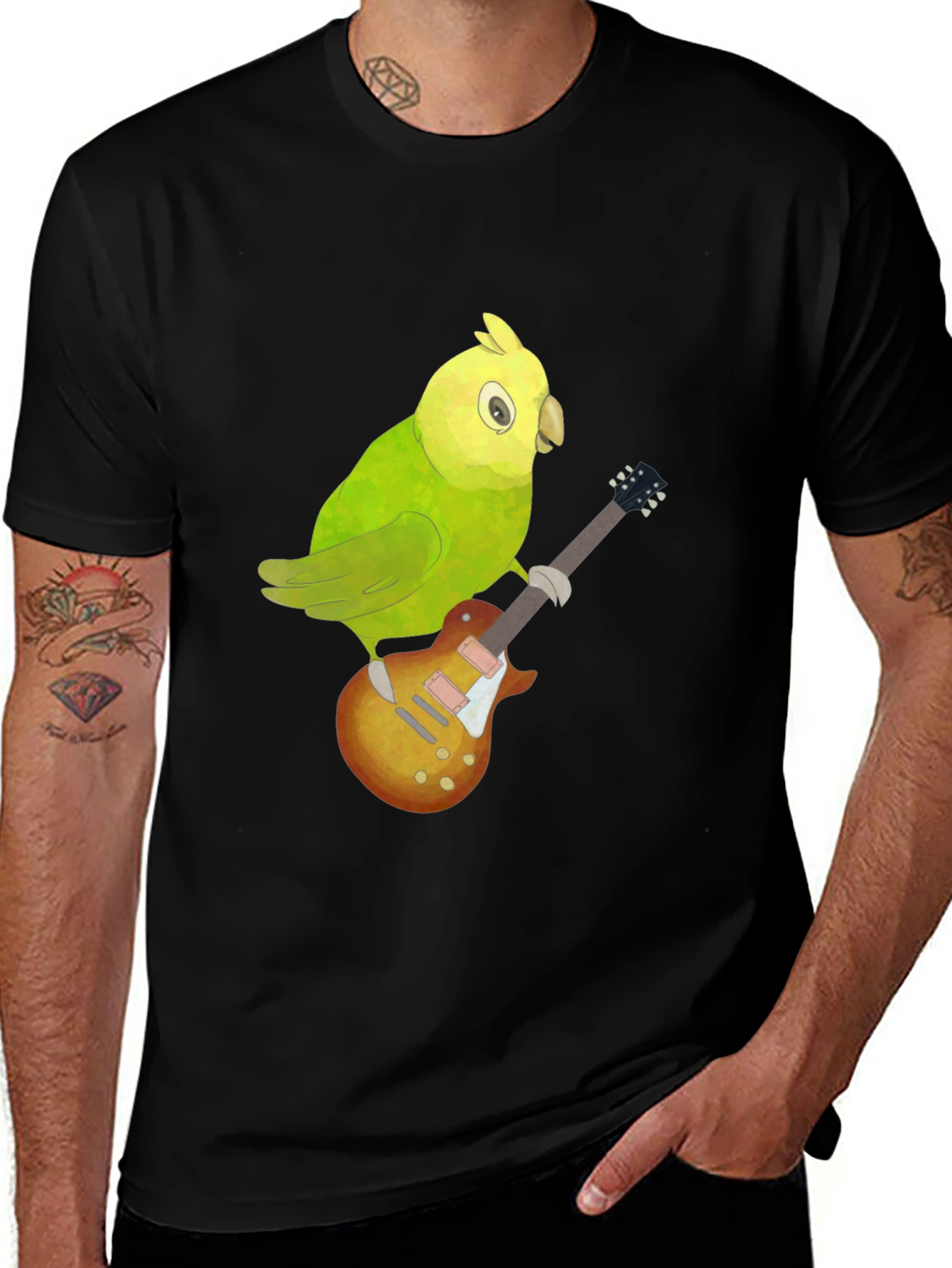 Variant 3 of Parrot Guitar T-Shirt - Rockin' Bird Tee