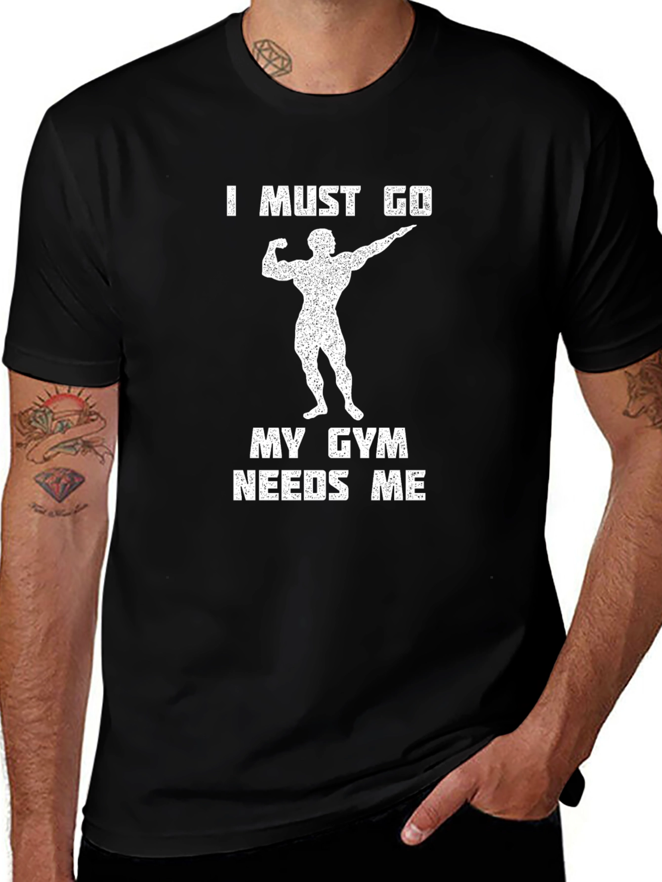 Variant 13 of I Must Go Gym Needs Me Graphic Tee