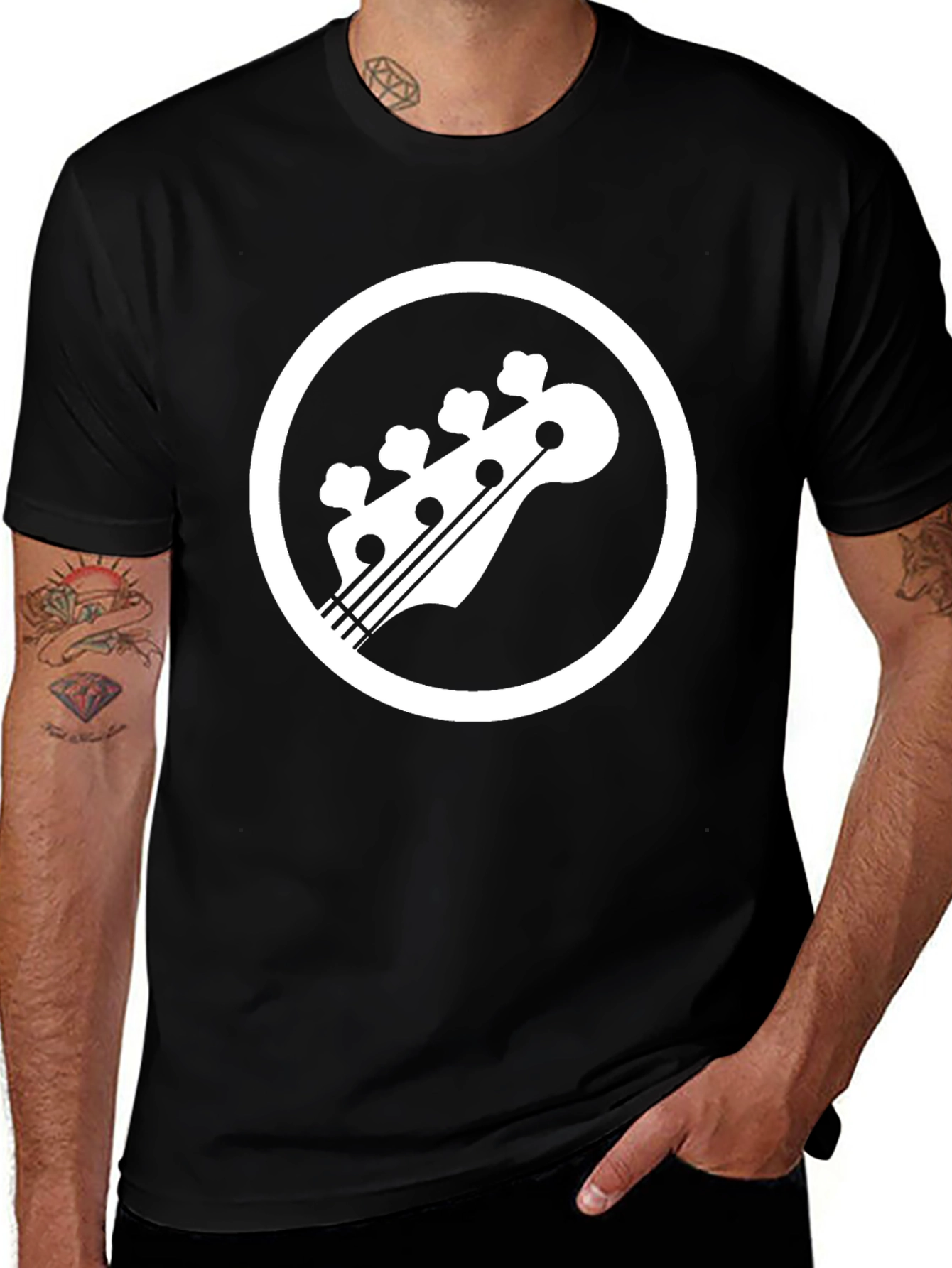 Variant 14 of Bass Guitar Headstock T-Shirt - Music Lover Tee
