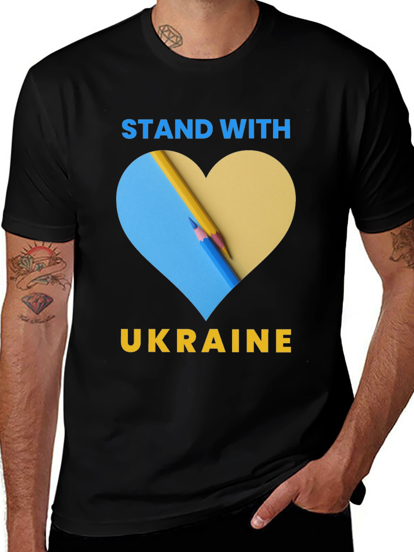 Stand with Ukraine T-Shirt - Heart Design