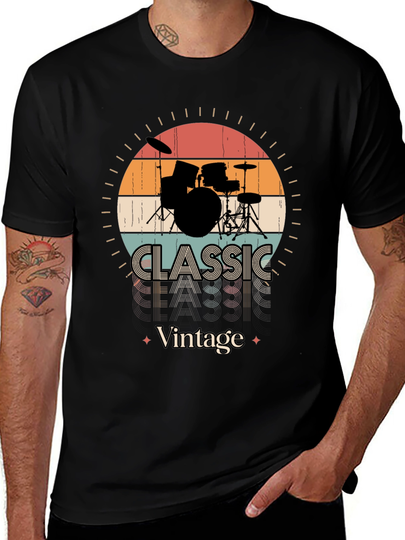 Variant 26 of Classic Vintage Drums T-Shirt - Musician Apparel