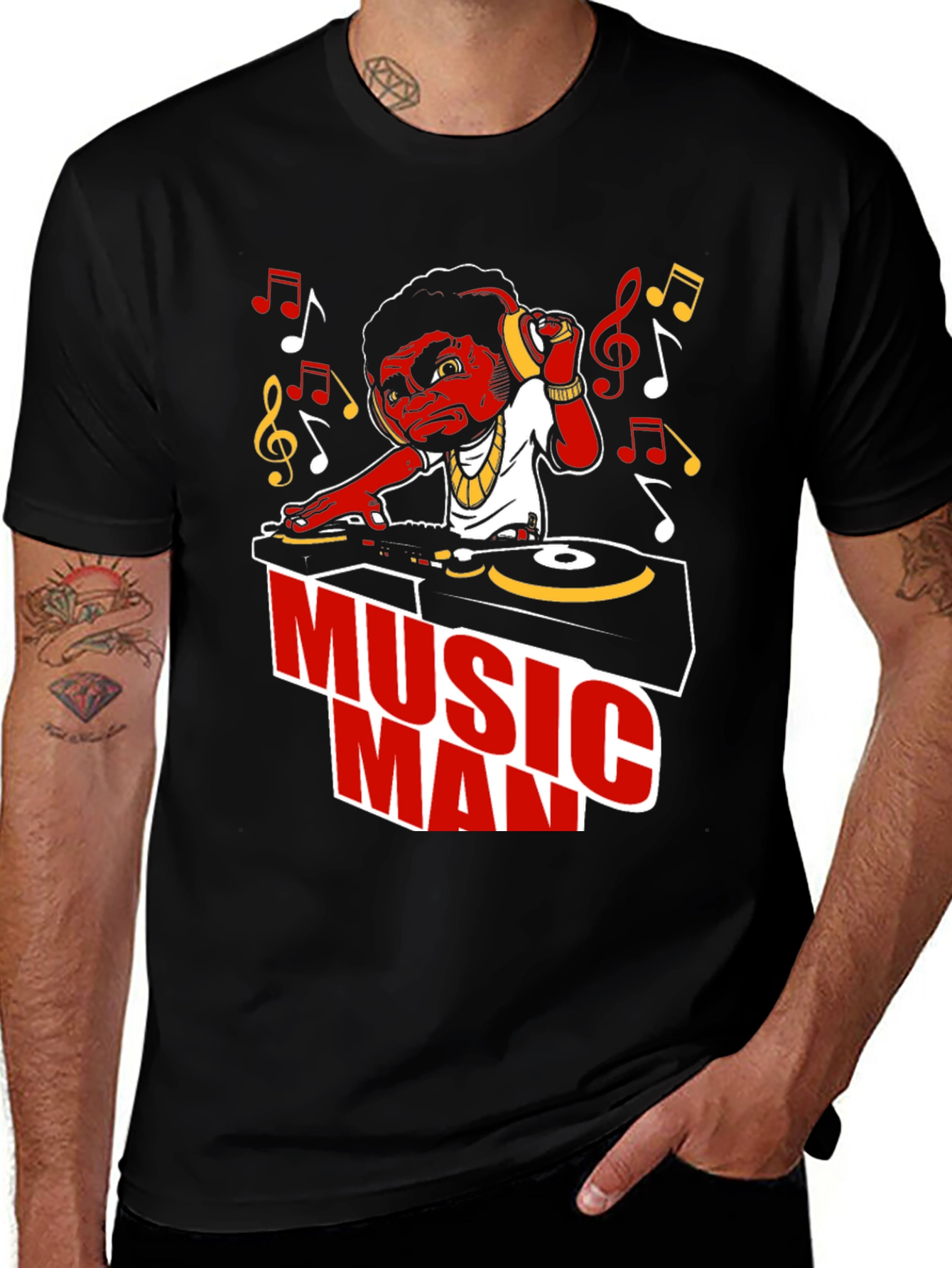 Variant 7 of Music Man Graphic T-Shirt - DJ Cartoon Design