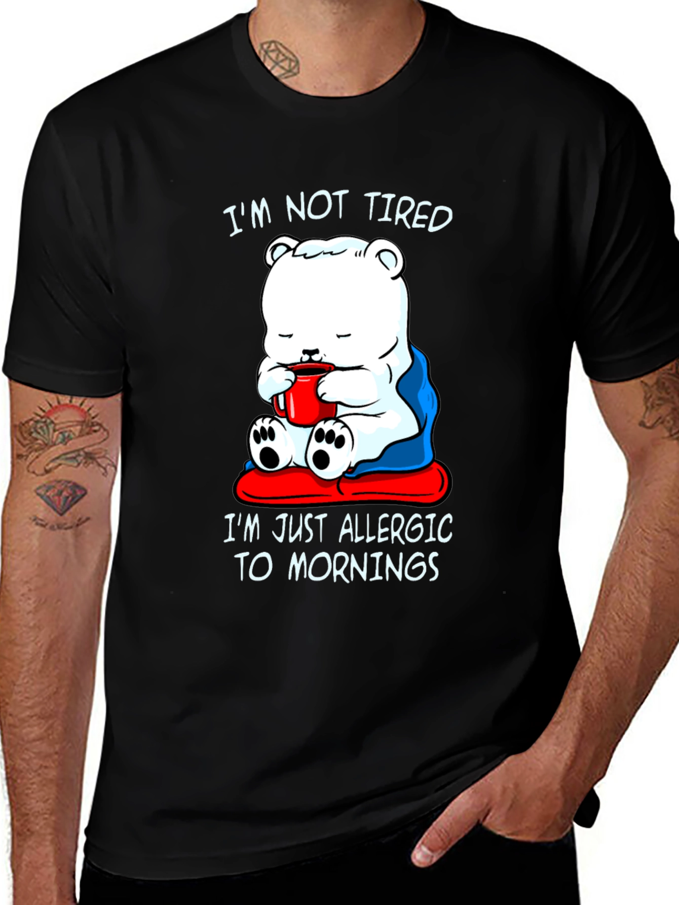 Variant 17 of Funny Allergic to Mornings Bear T-Shirt