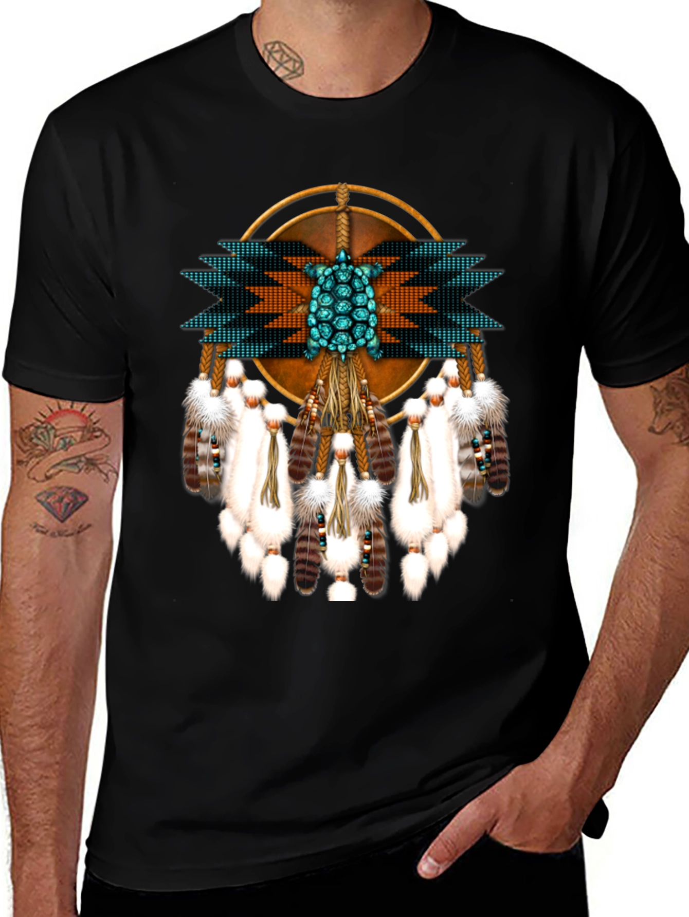 Variant 14 of Native American Turtle Dreamcatcher Graphic Tee