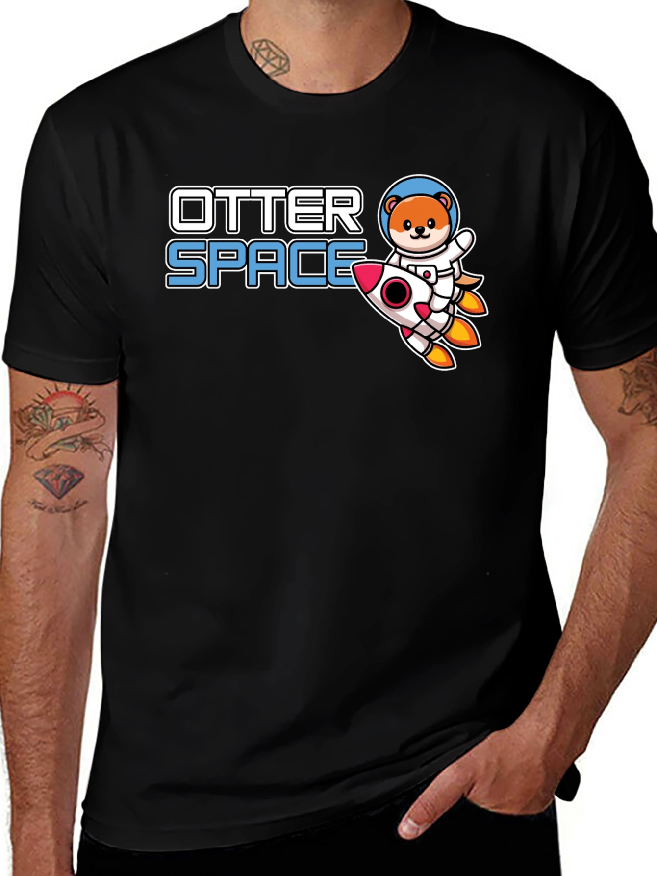 Variant 11 of Otter Space T-Shirt - Cute Astronaut Otter Rocket