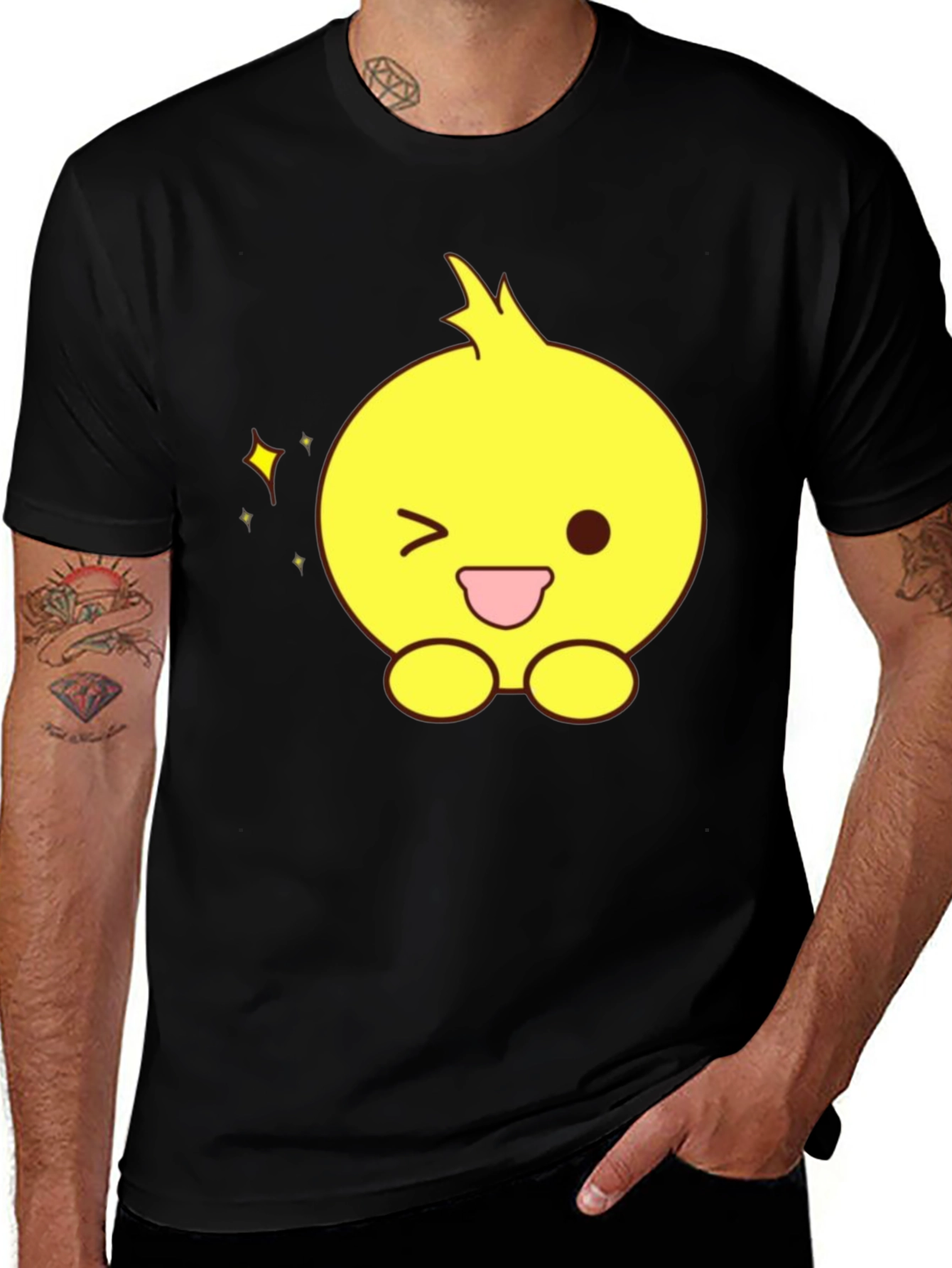Variant 5 of Cute Cartoon Chick Black T-Shirt