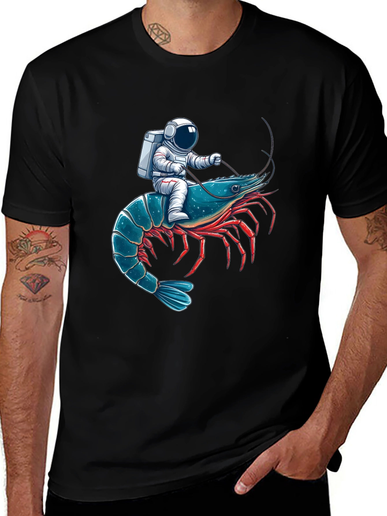 Variant 5 of Astronaut Riding Shrimp Graphic Tee
