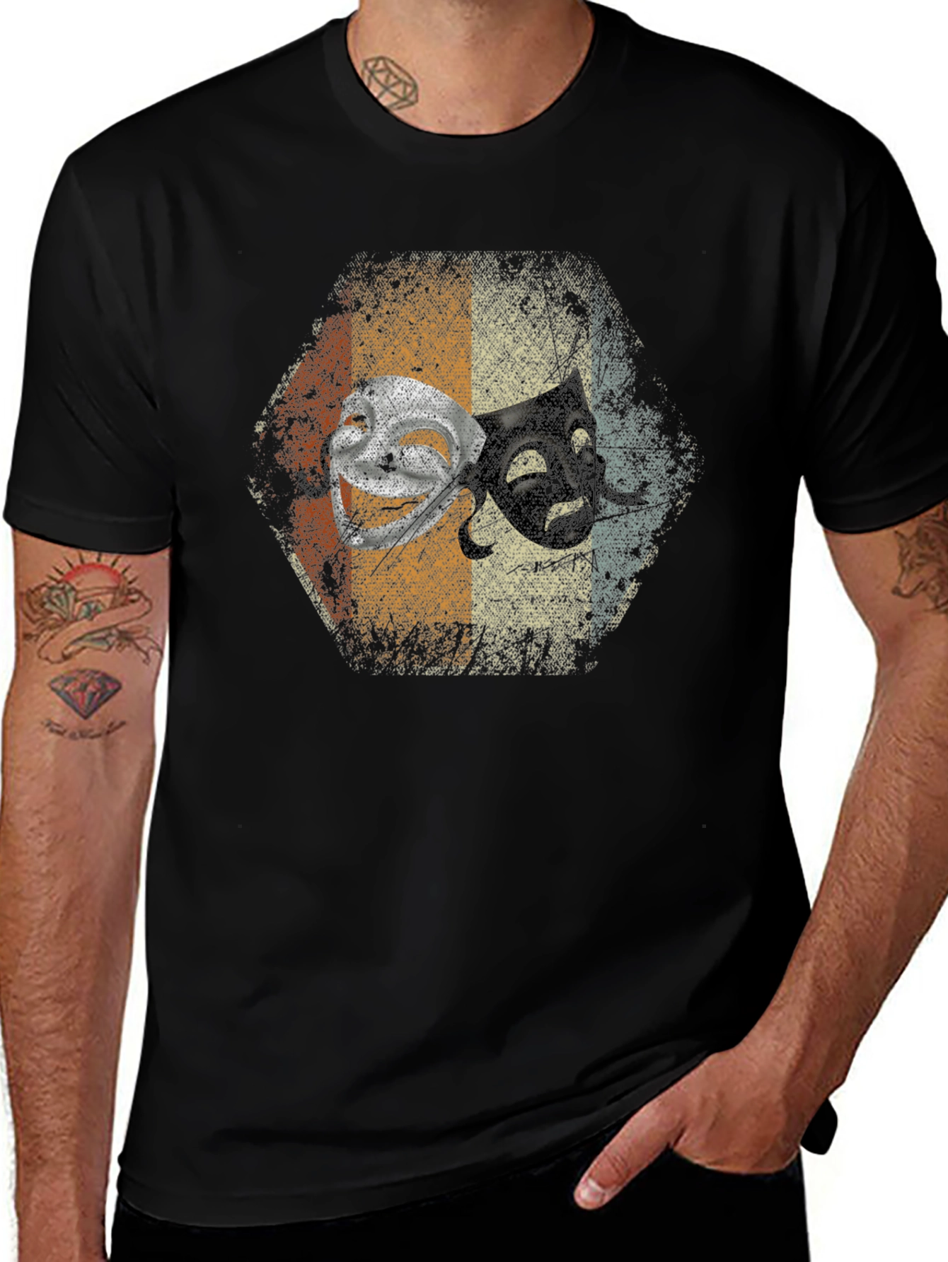 Variant 28 of Comedy Tragedy Mask Graphic T-Shirt - Theater Arts Tee