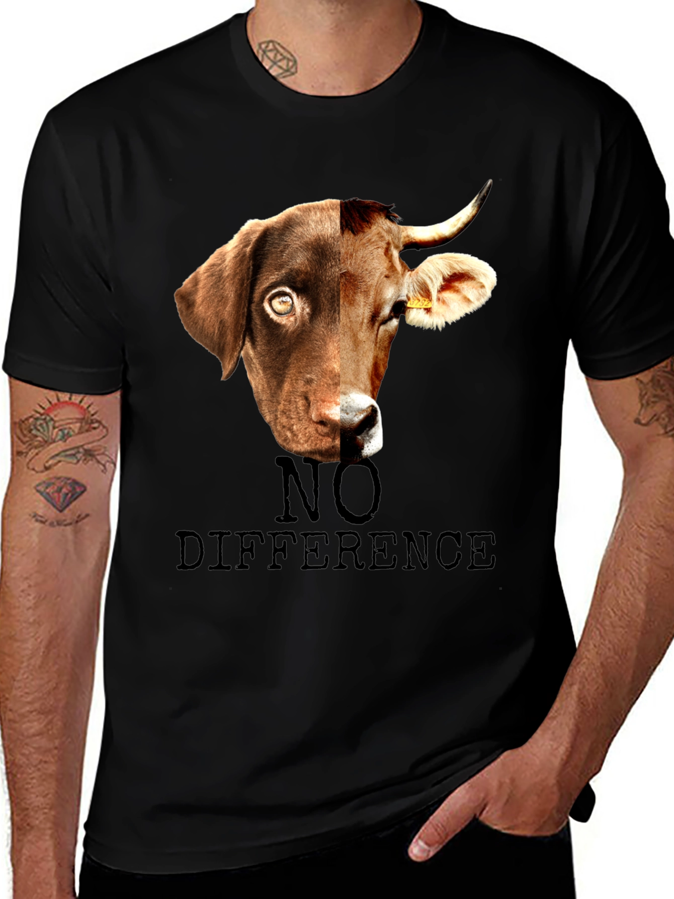 Variant 21 of No Difference Dog & Cow T-Shirt - Vegan Animal Rights Tee
