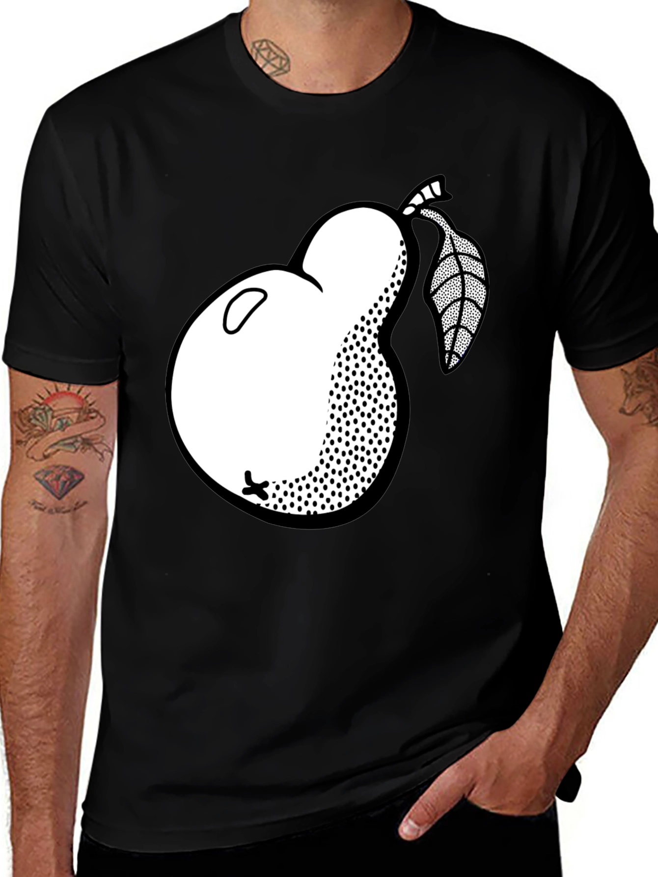 Variant 7 of Pear Graphic Tee - Unisex Black T-Shirt